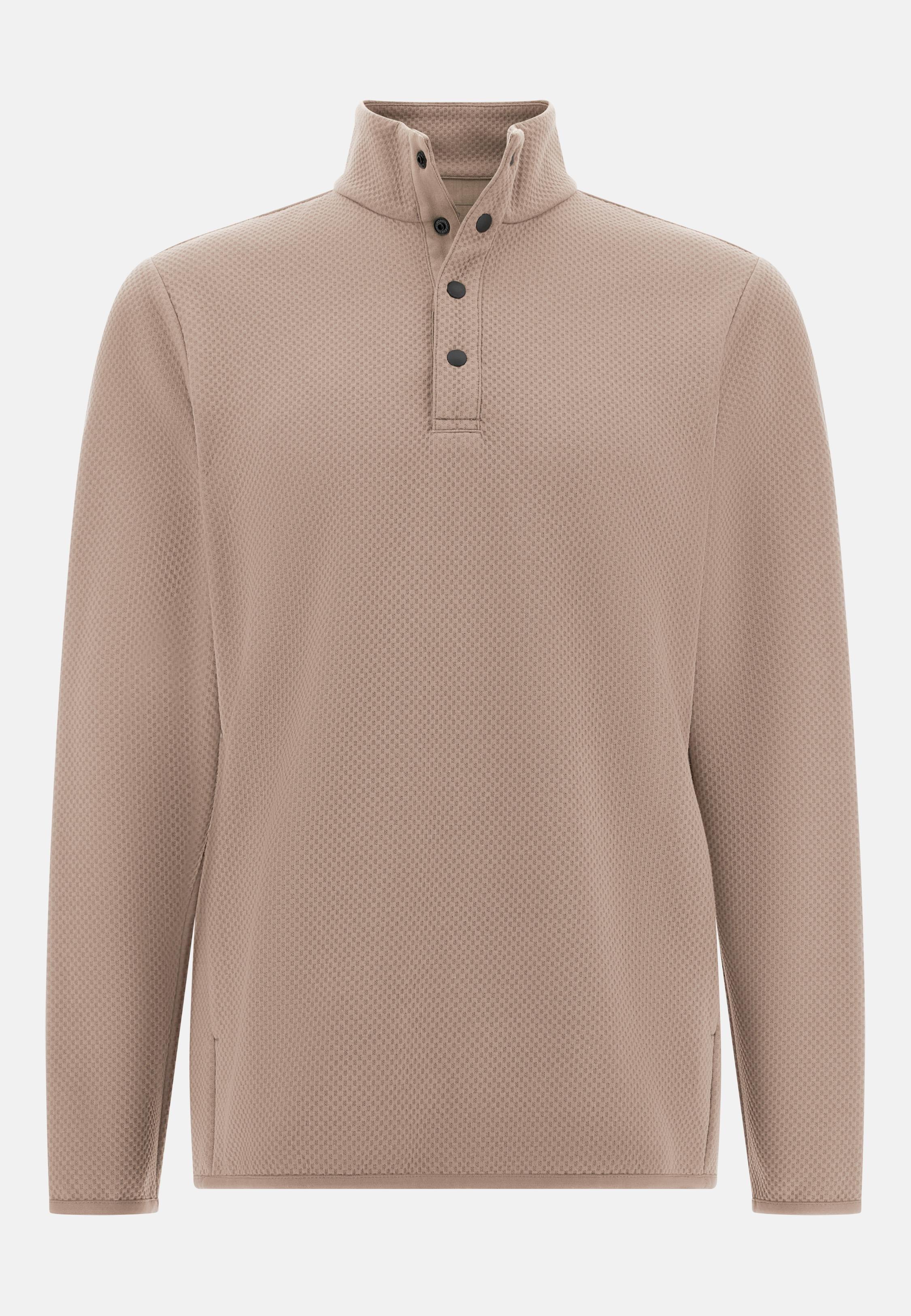 Mock Polo Neck Sweatshirt Brown, Taupe, medium