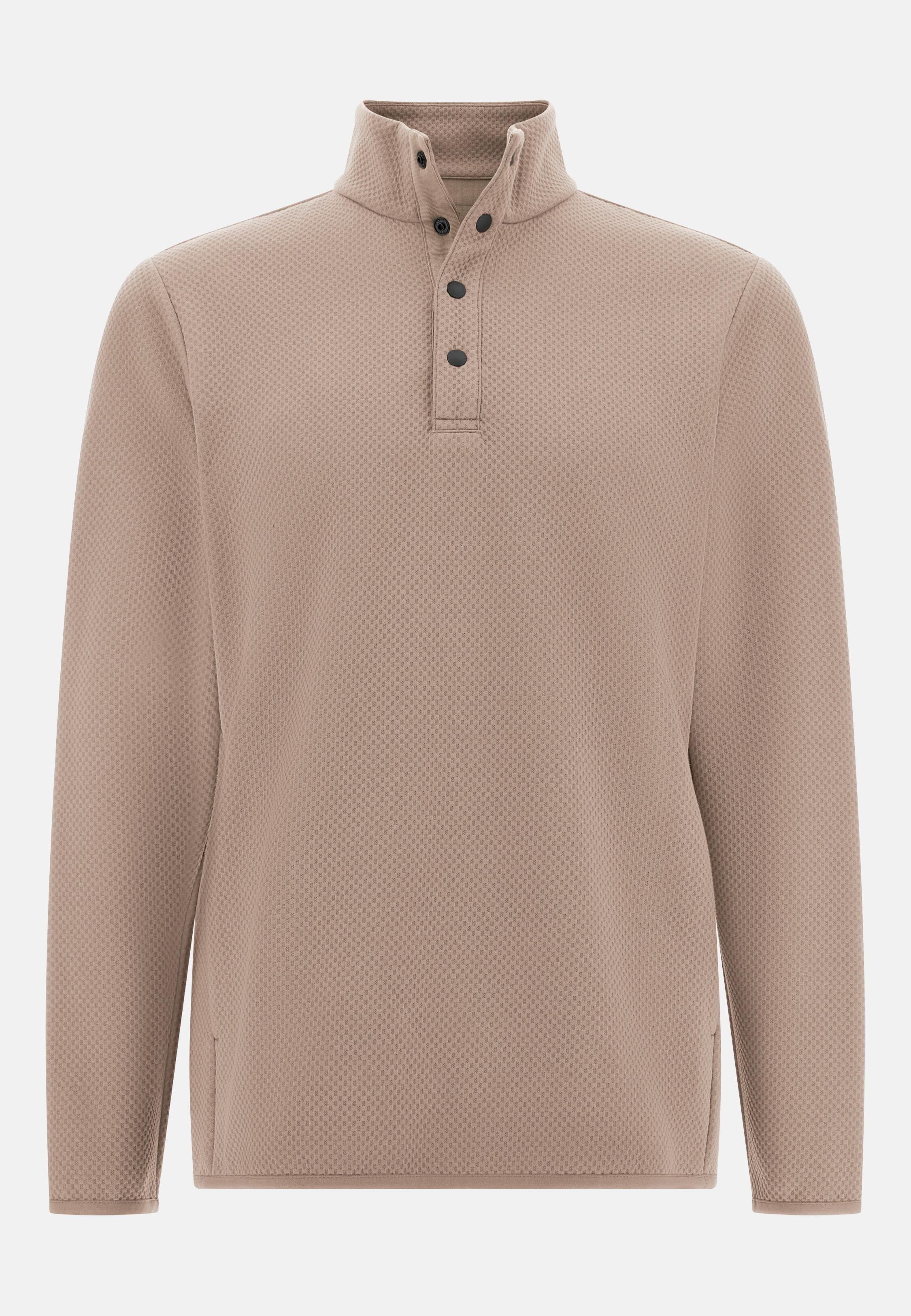 Mock Polo Neck Sweatshirt Brown, Taupe, large image number 3