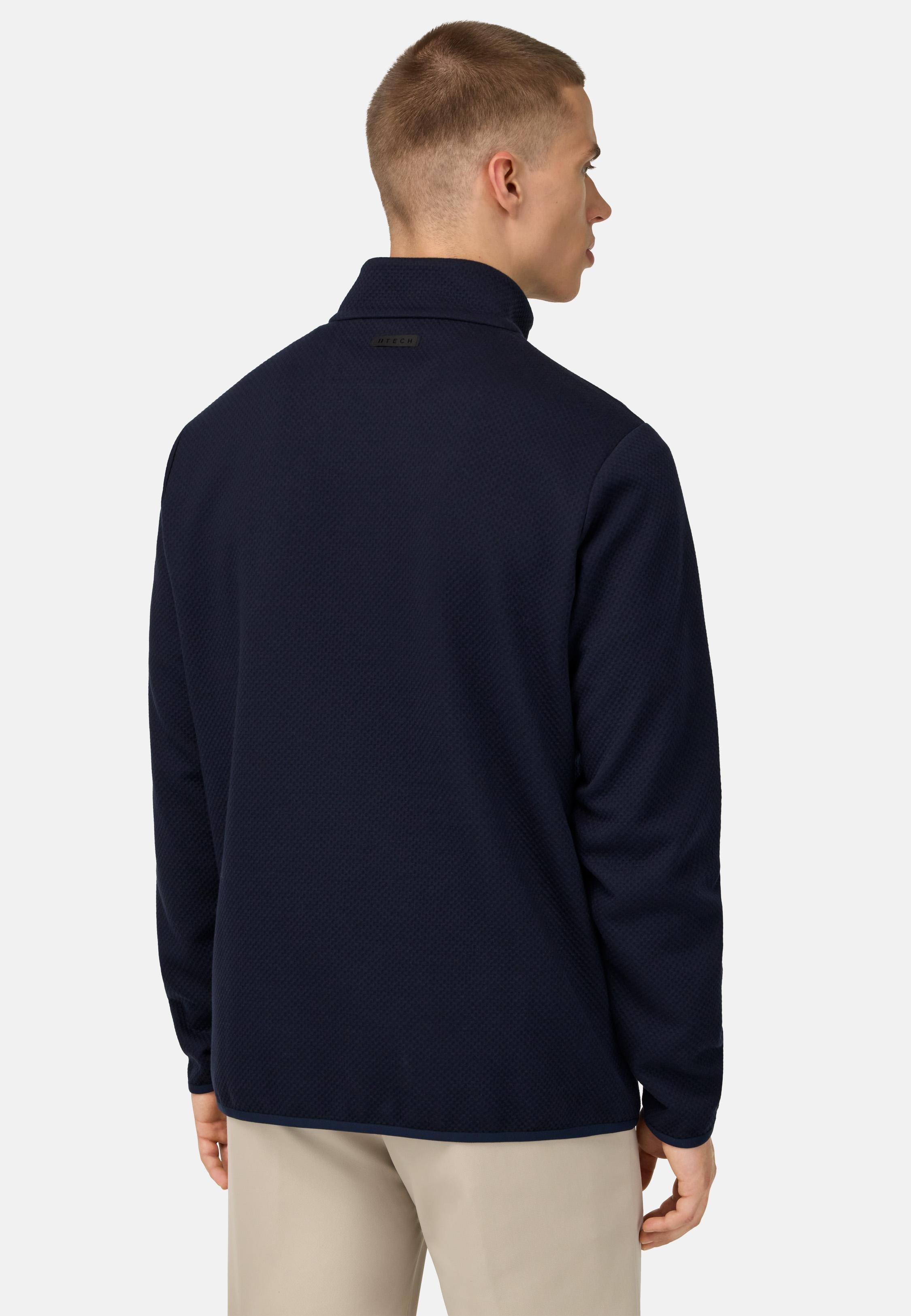 Mock Polo Neck Sweatshirt Blue, Navy blue, medium