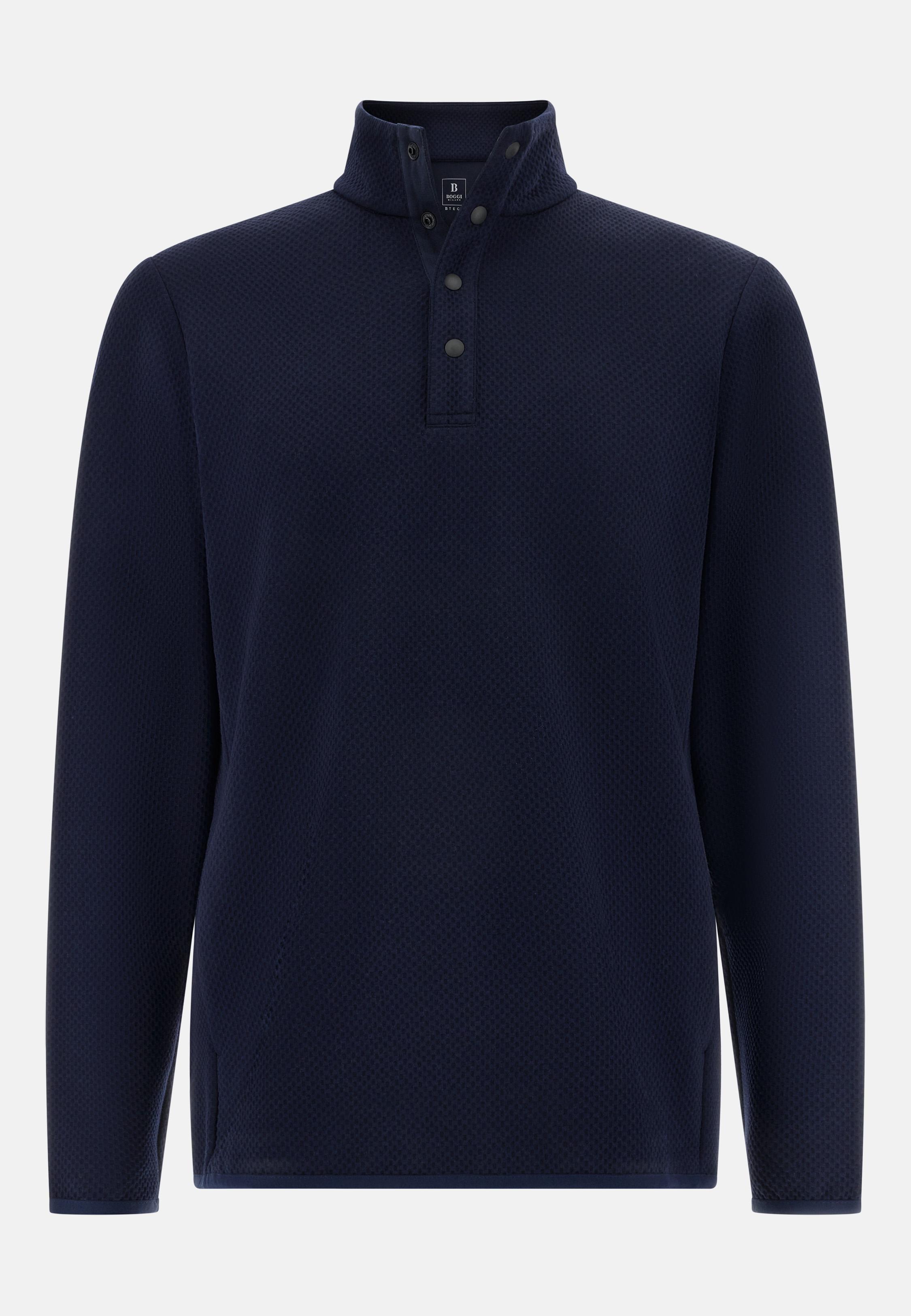 Mock Polo Neck Sweatshirt Blue, Navy blue, medium