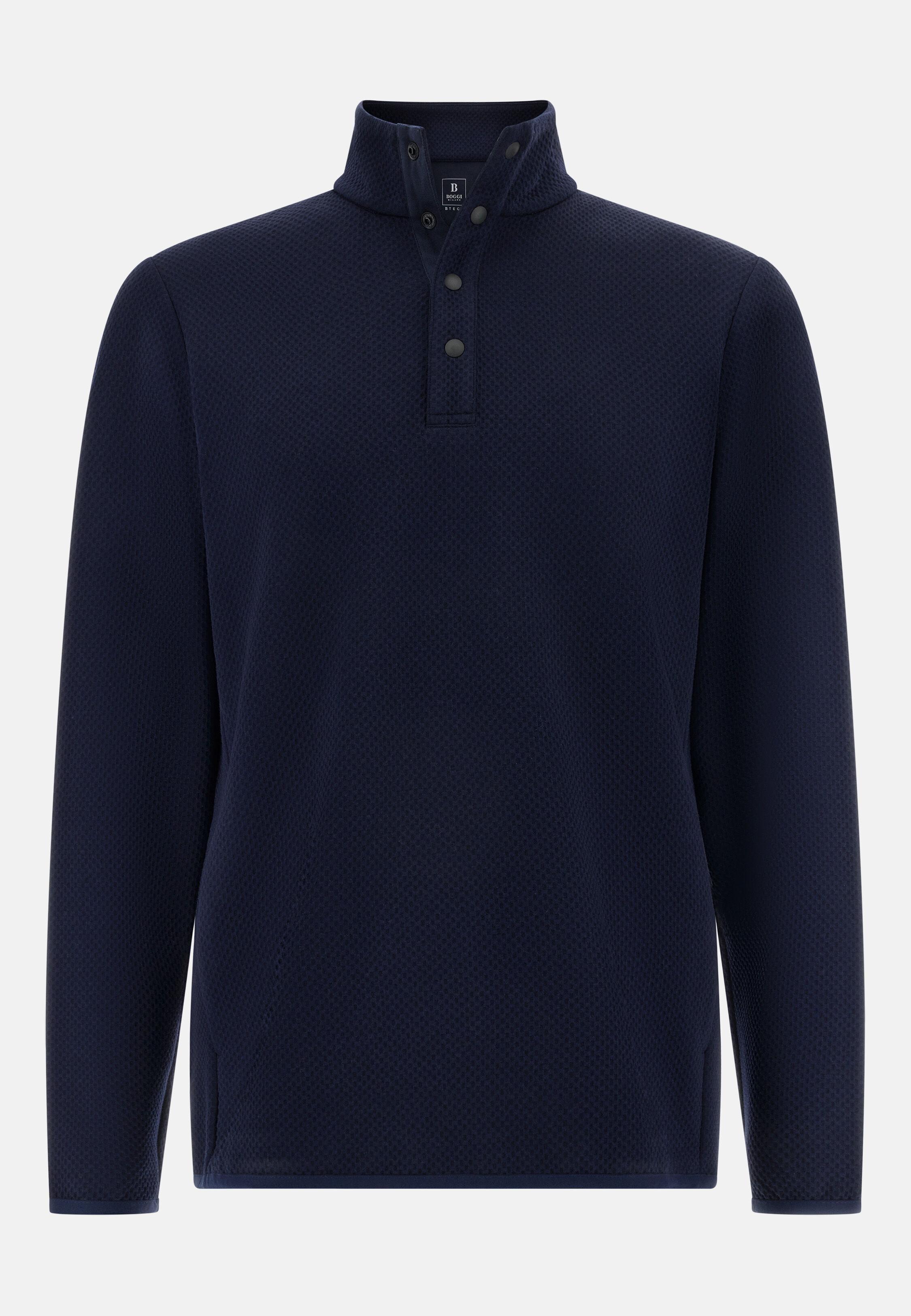 Mock Polo Neck Sweatshirt Blue, Navy blue, large image number 3