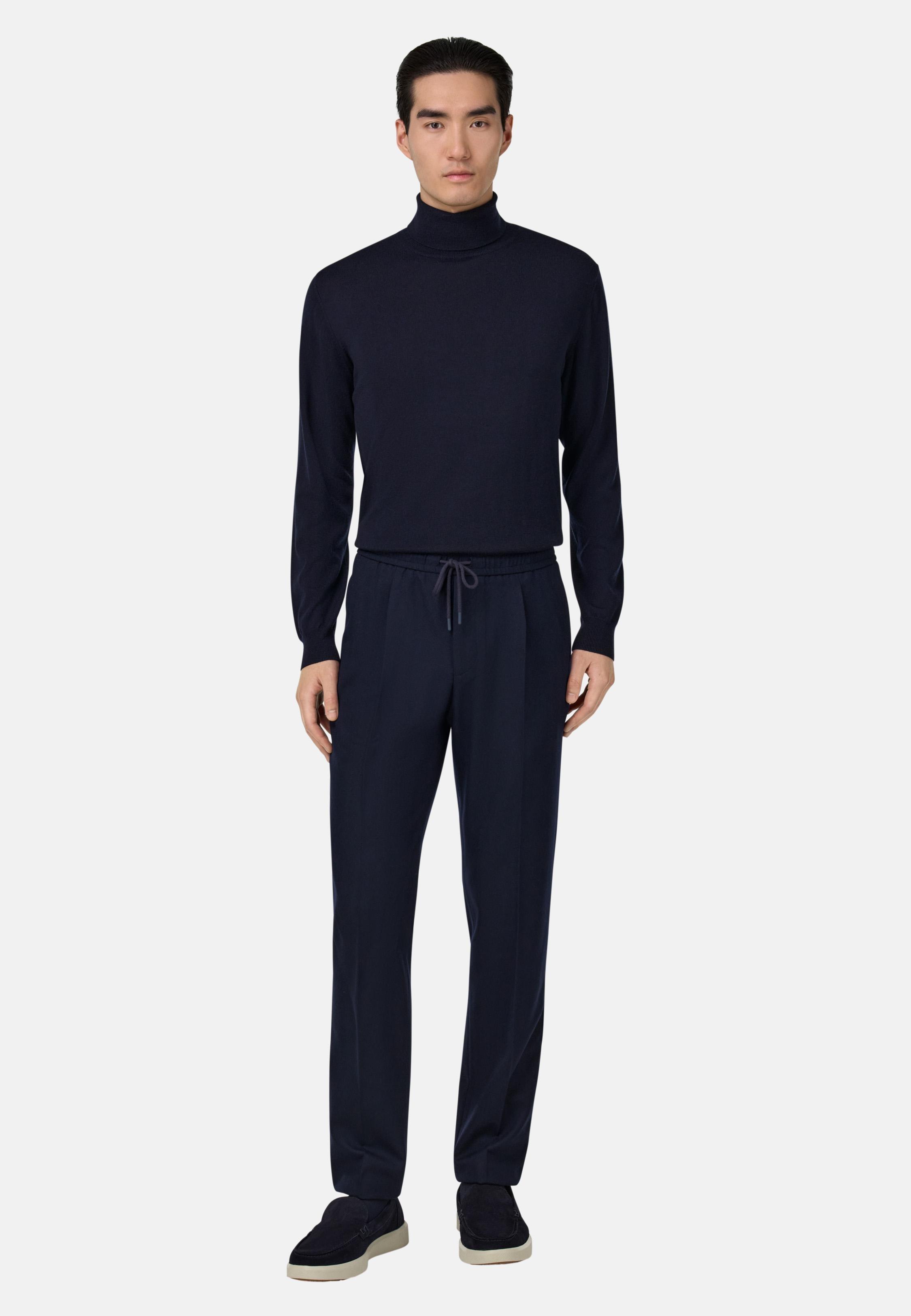 City Trousers In Flannel Blue, Navy blue, large image number 1