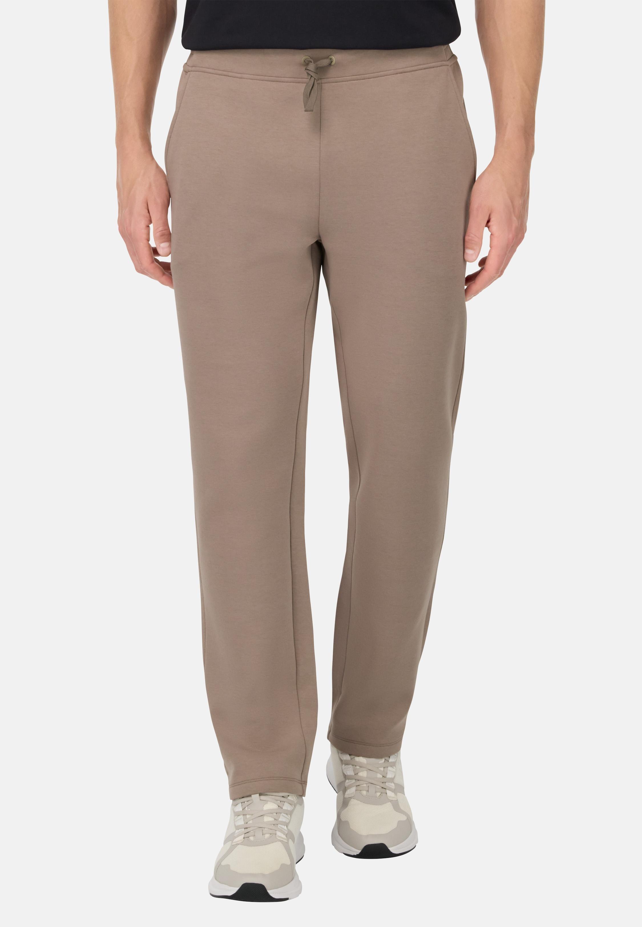 Cotton Blend Scuba Trousers Brown, , large image number 0