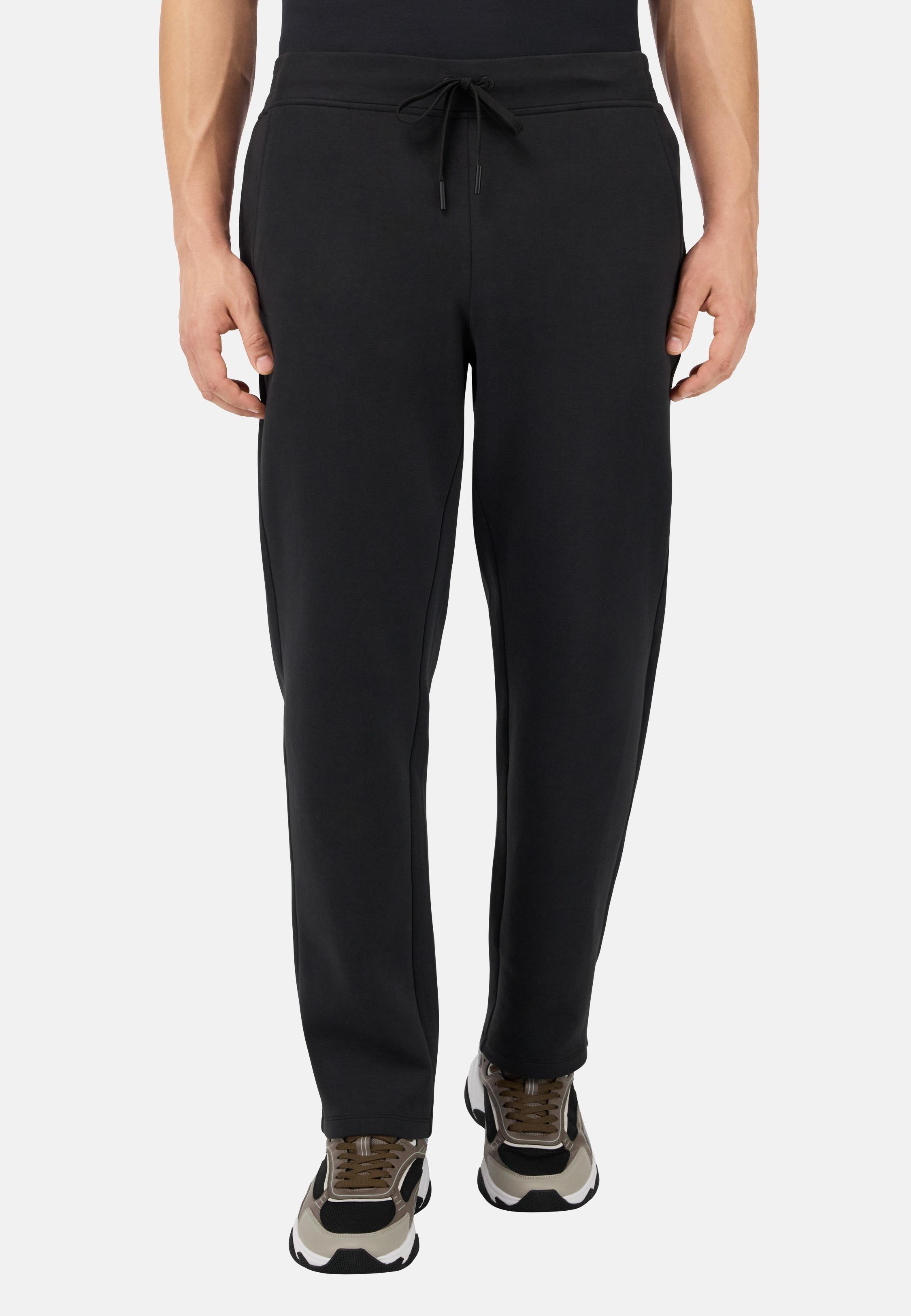 Cotton Blend Scuba Trousers Black, Black, medium