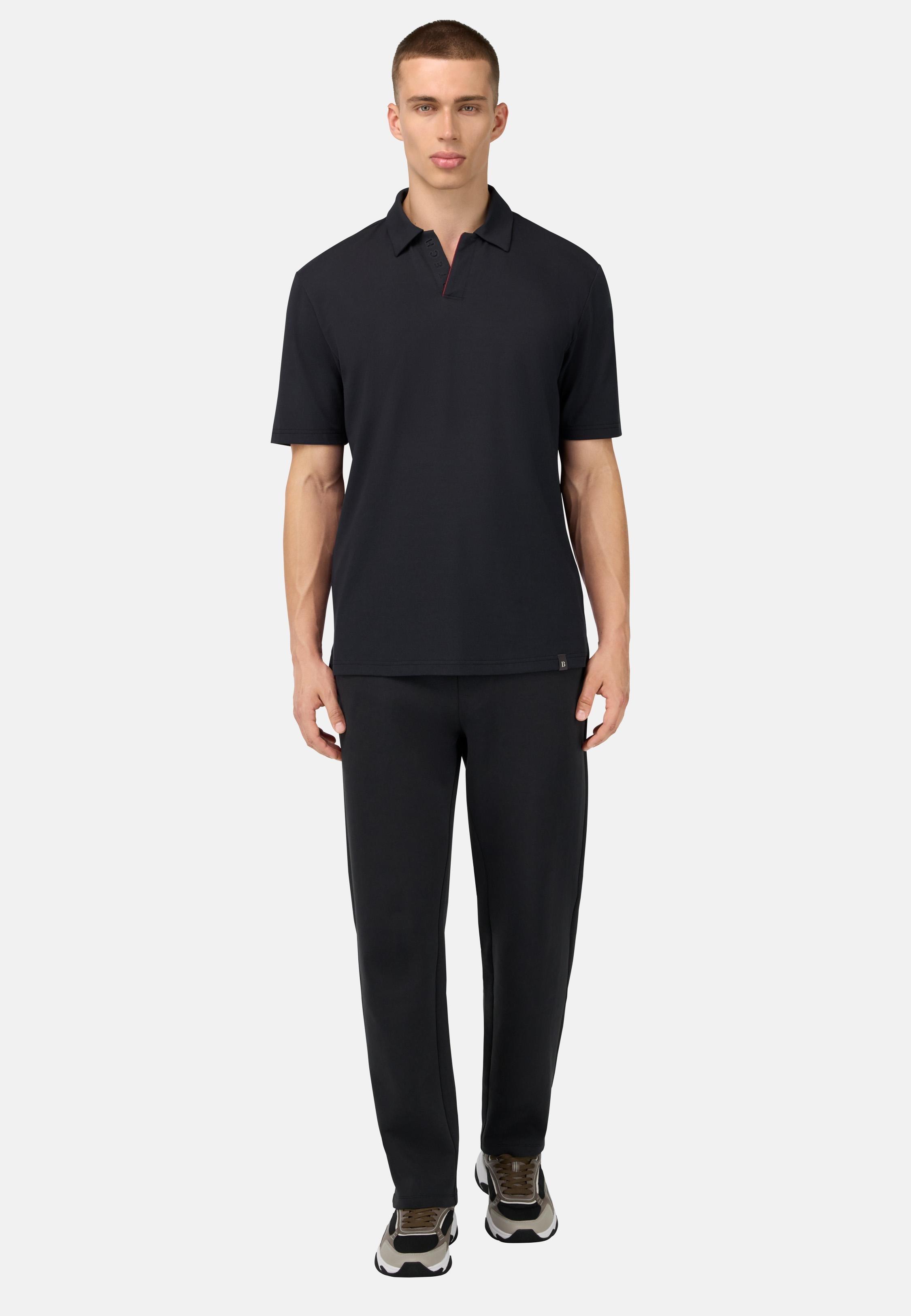 Cotton Blend Scuba Trousers Black, Black, medium