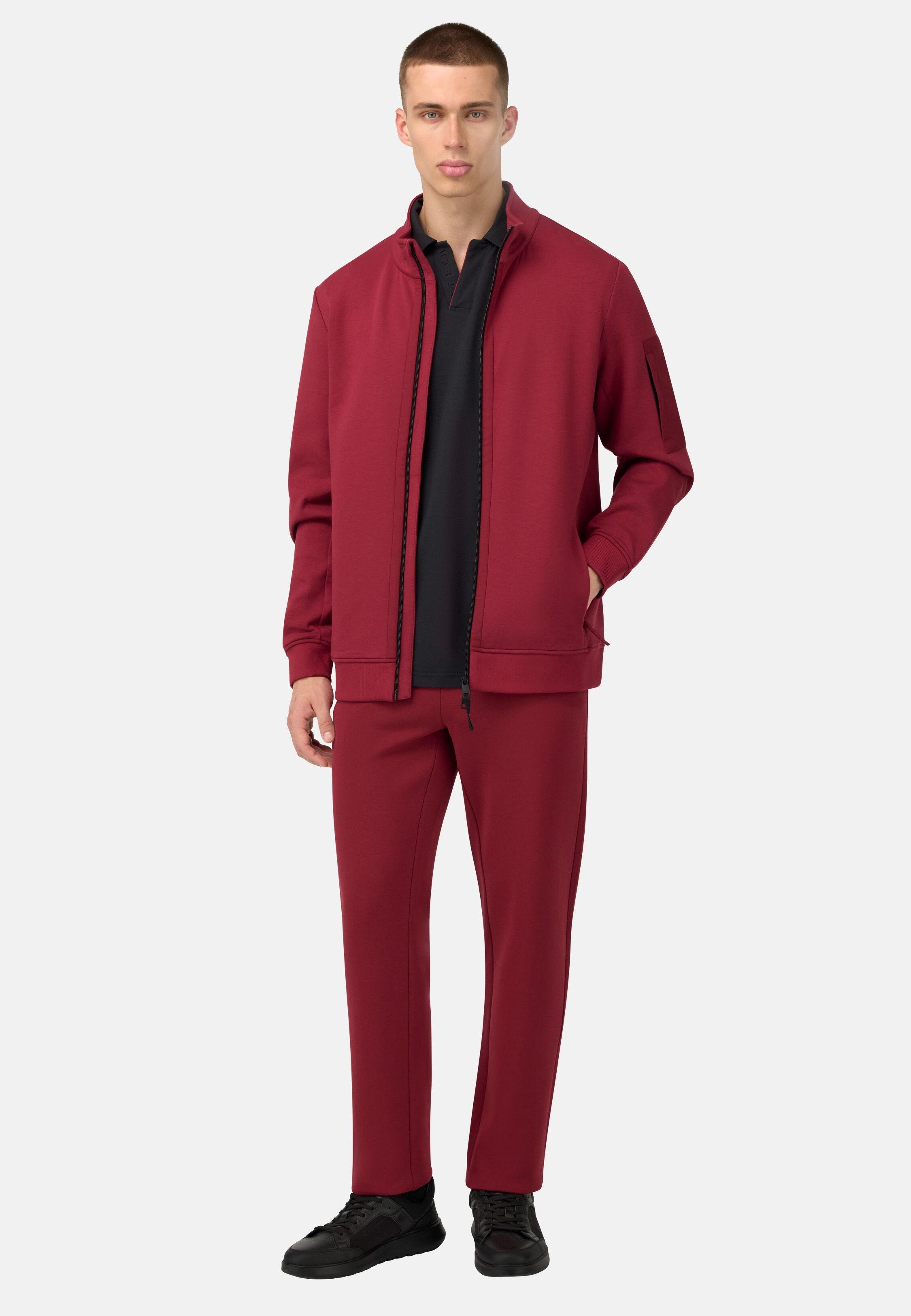 Cotton Blend Scuba Trousers Red, Burgundy, medium