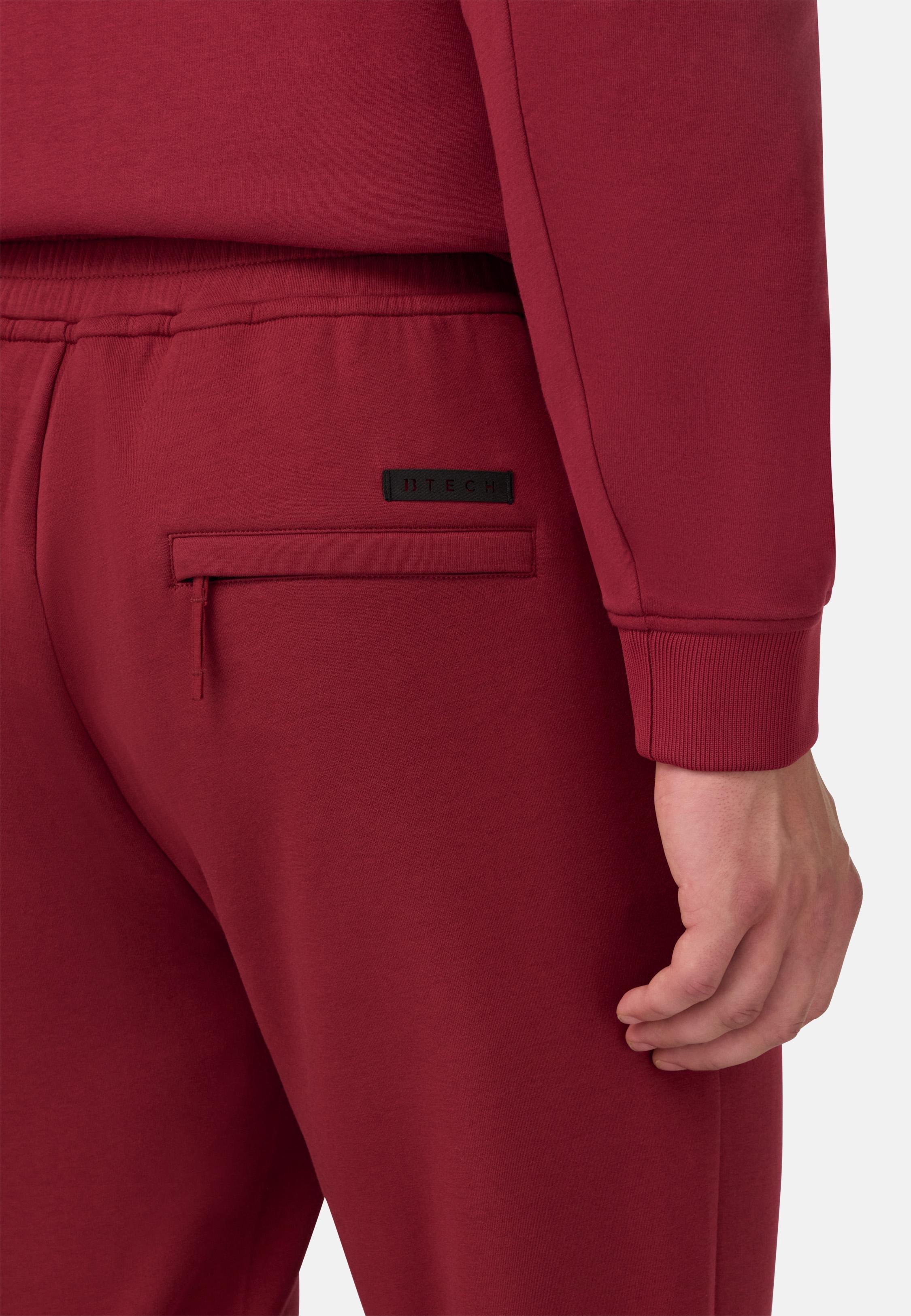 Cotton Blend Scuba Trousers Red, Burgundy, large image number 3