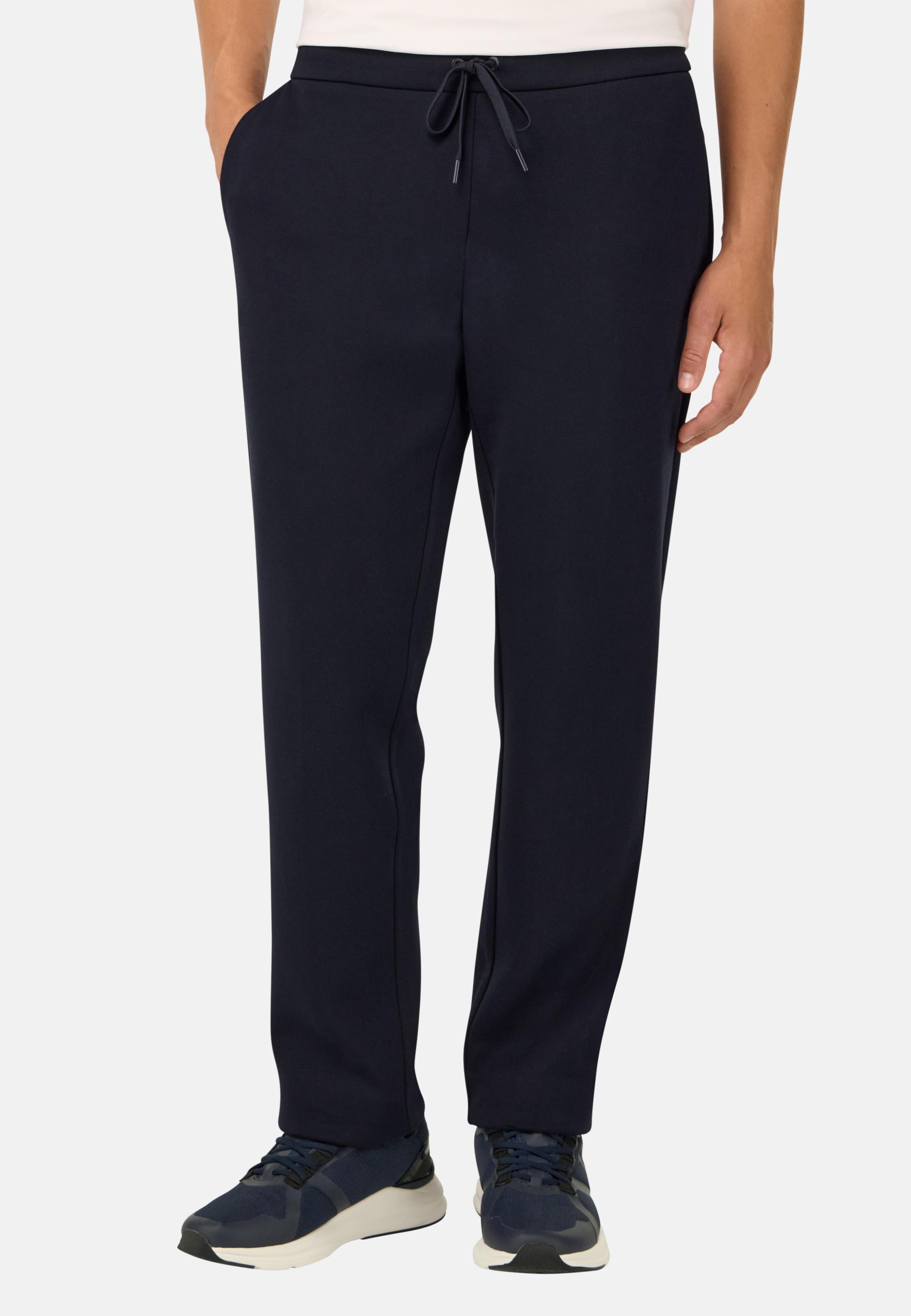 Cotton Blend Scuba Trousers Blue, Navy blue, medium