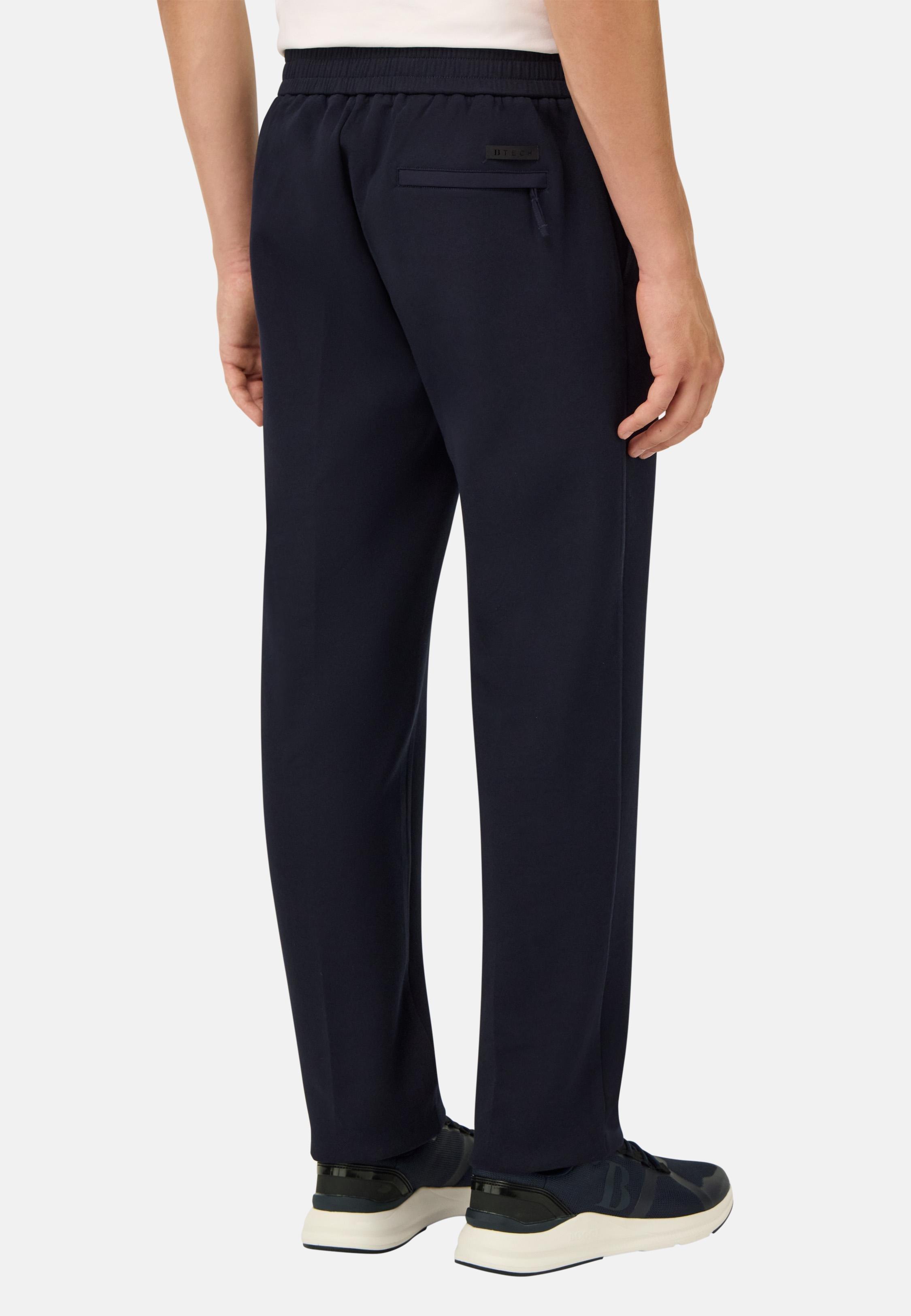 Cotton Blend Scuba Trousers Blue, Navy blue, medium