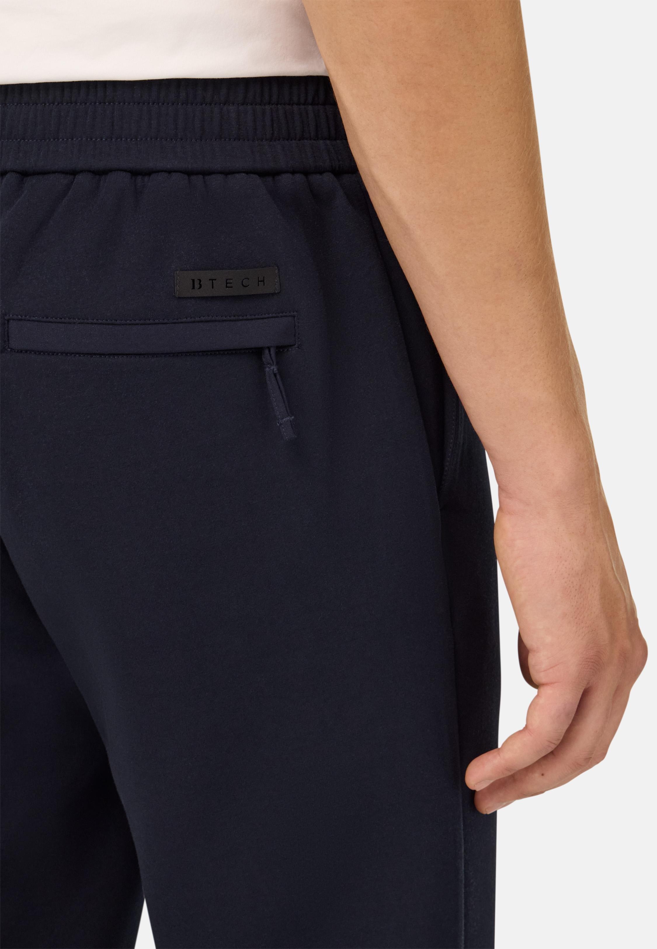 Cotton Blend Scuba Trousers Blue, Navy blue, large image number 3