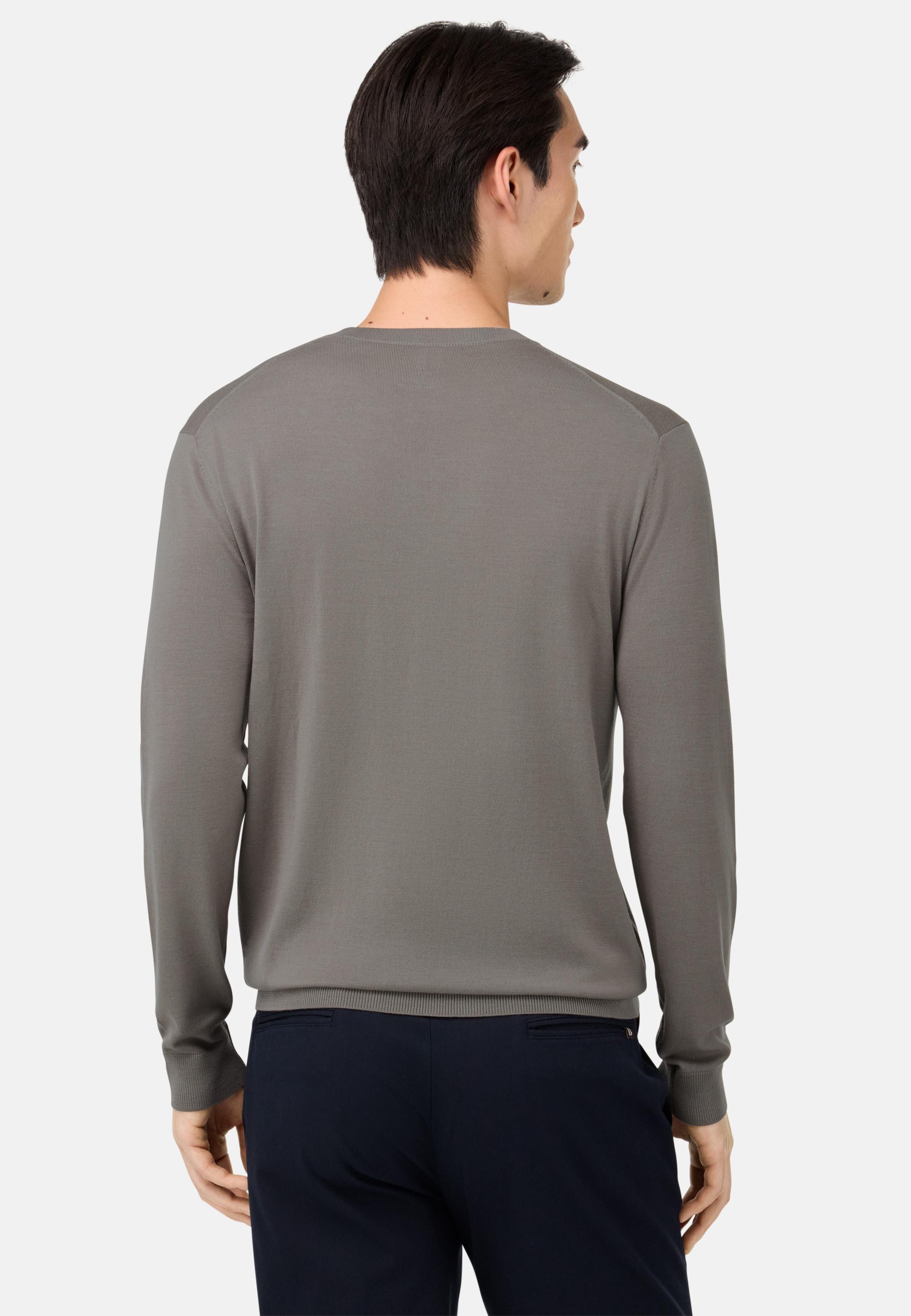 BROWN Super Fine Merino Wool Crew Neck Jumper, , large image number 1