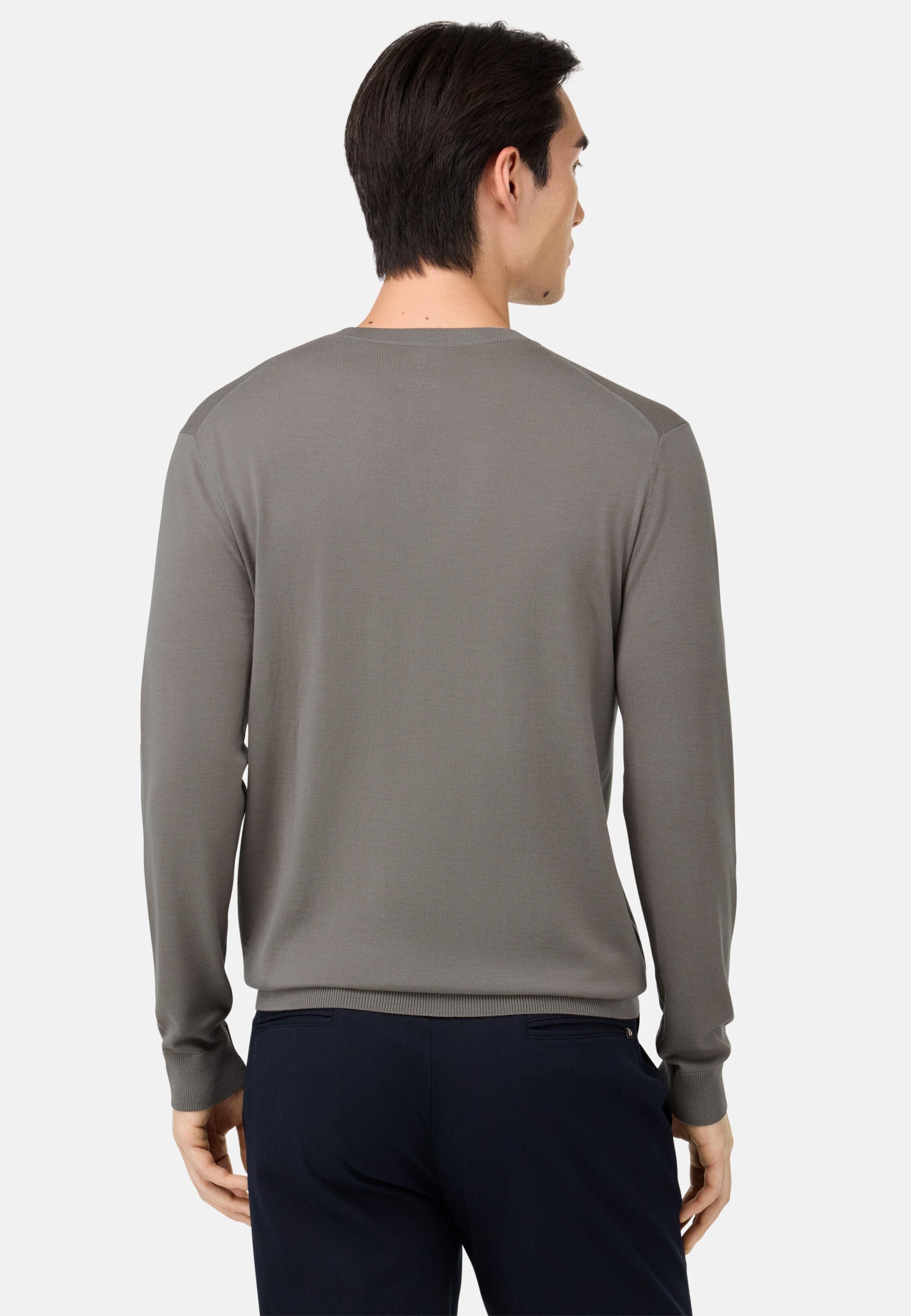 Super Fine Merino Wool Crew Neck Jumper Brown, 3901_TAUP, medium