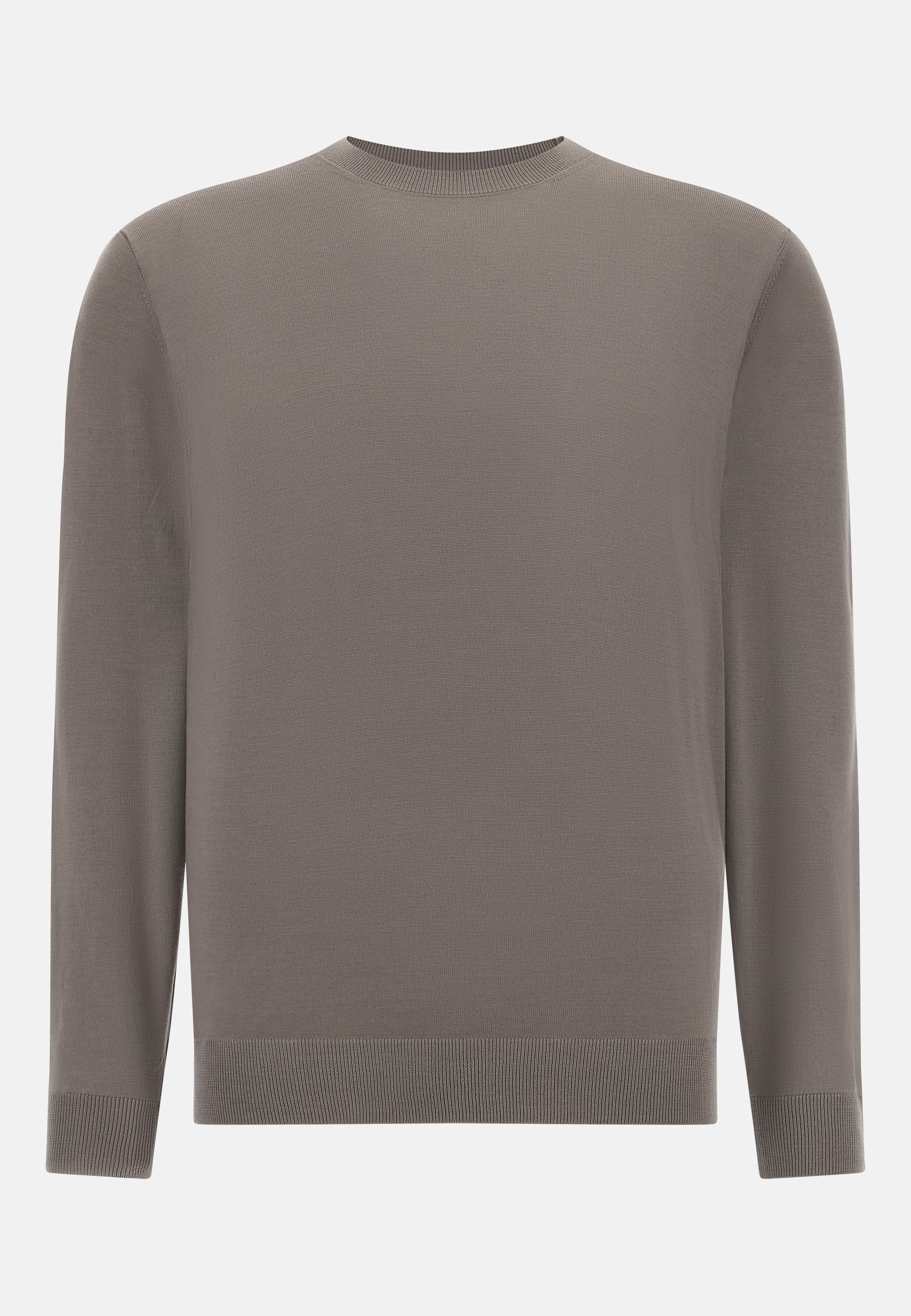 BROWN Super Fine Merino Wool Crew Neck Jumper, , large image number 3