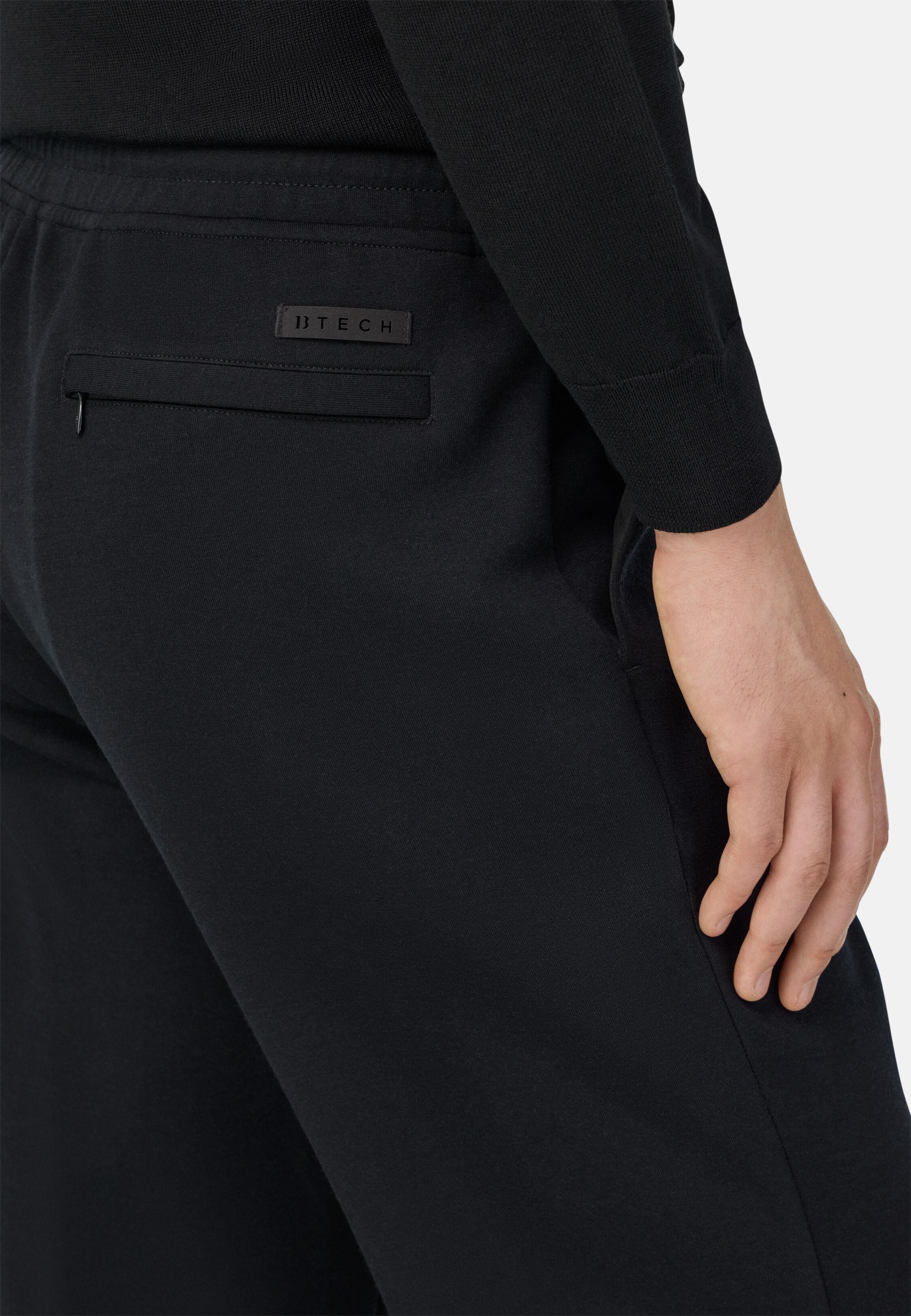 Cotton And Wool Blend Trousers Black, Black, large image number 4