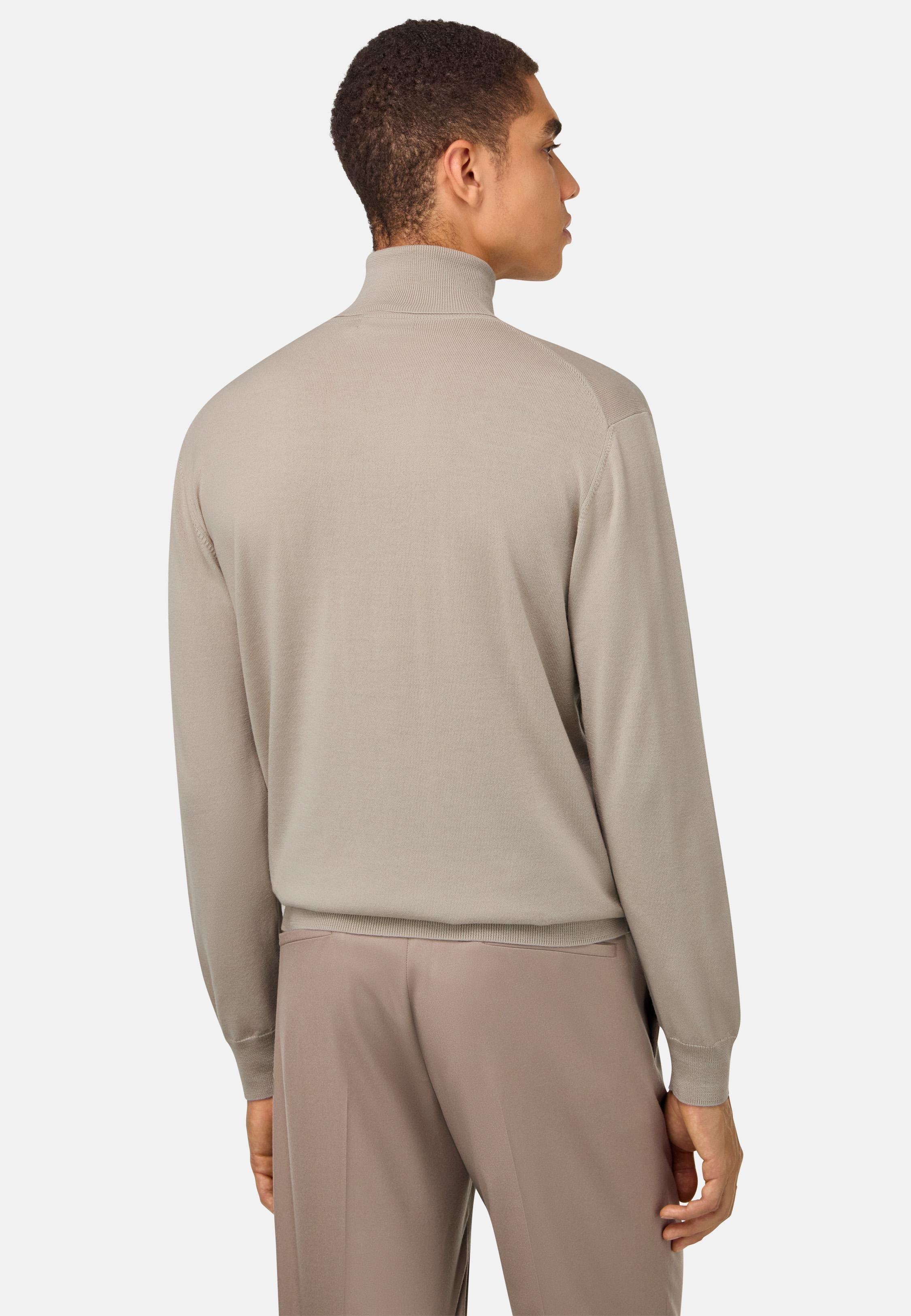 Merino Wool Polo Neck Jumper Beige, Sand, medium