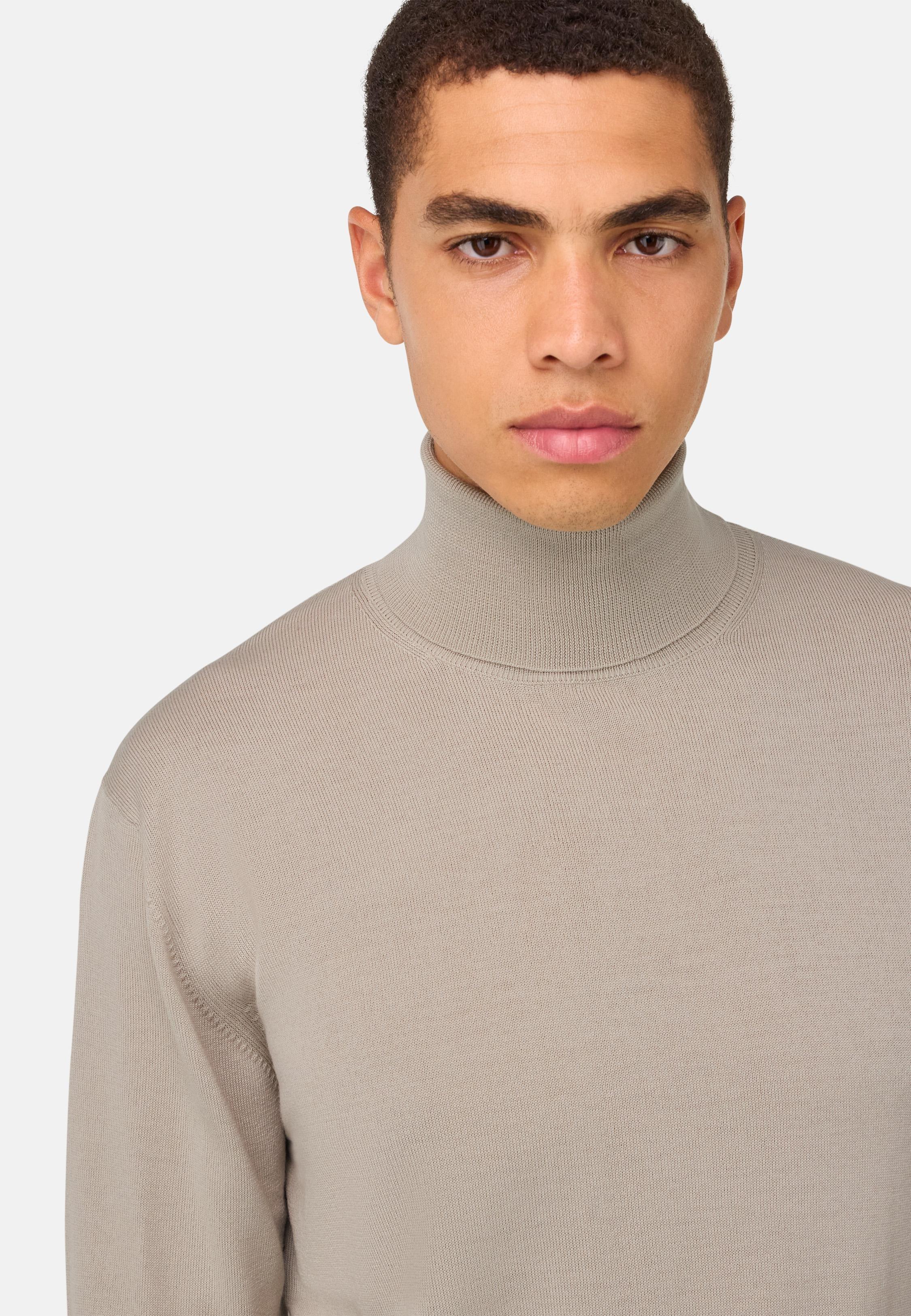 Merino Wool Polo Neck Jumper Beige, Sand, medium