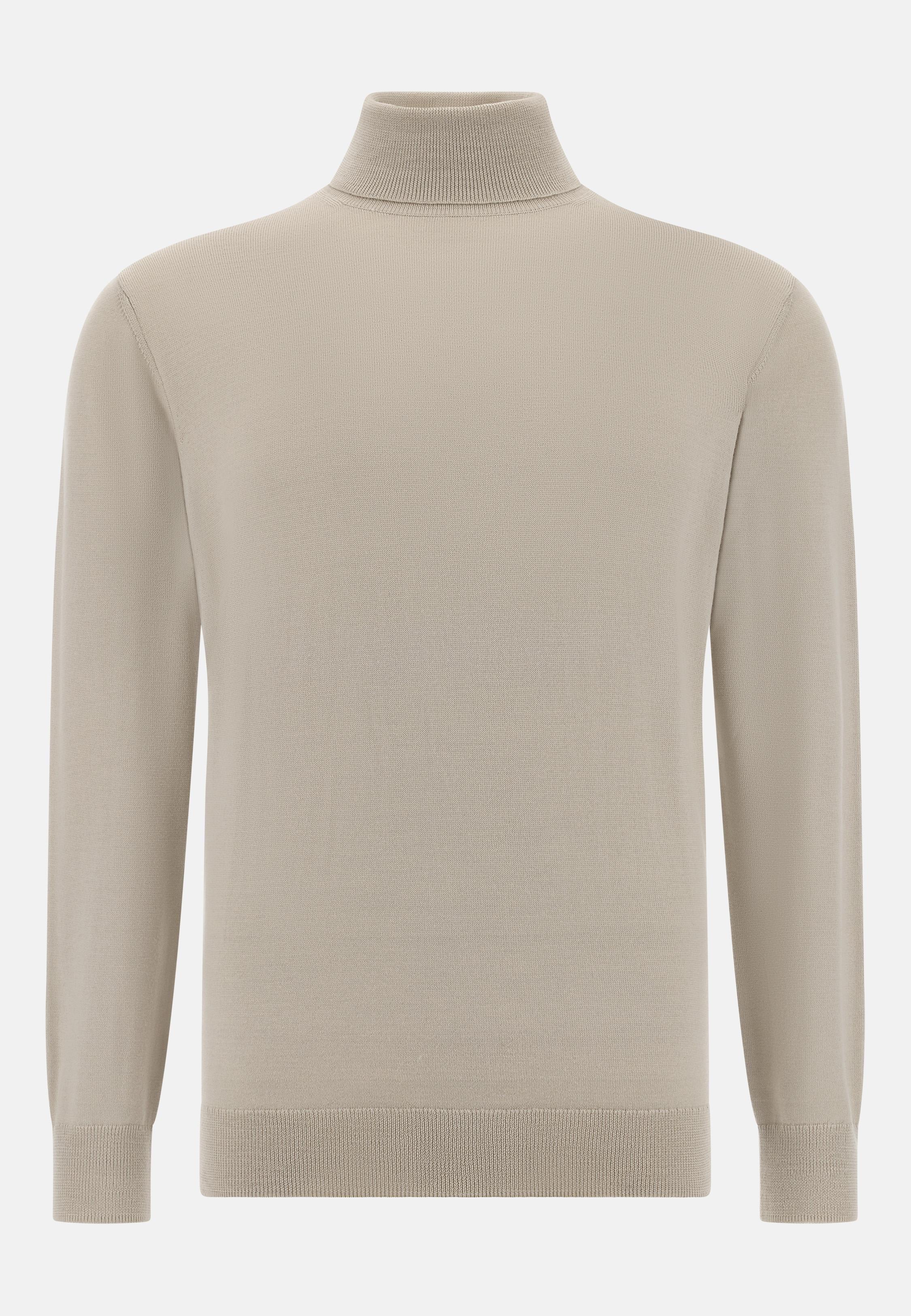 Merino Wool Polo Neck Jumper Beige, Sand, large image number 3