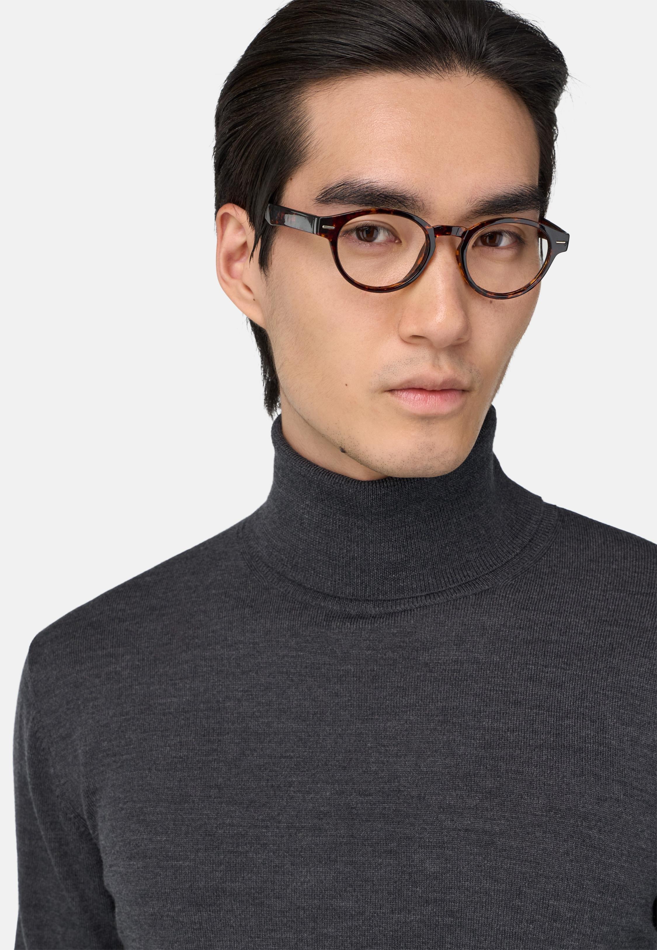 Merino Wool Polo Neck Jumper Black, Charcoal, medium