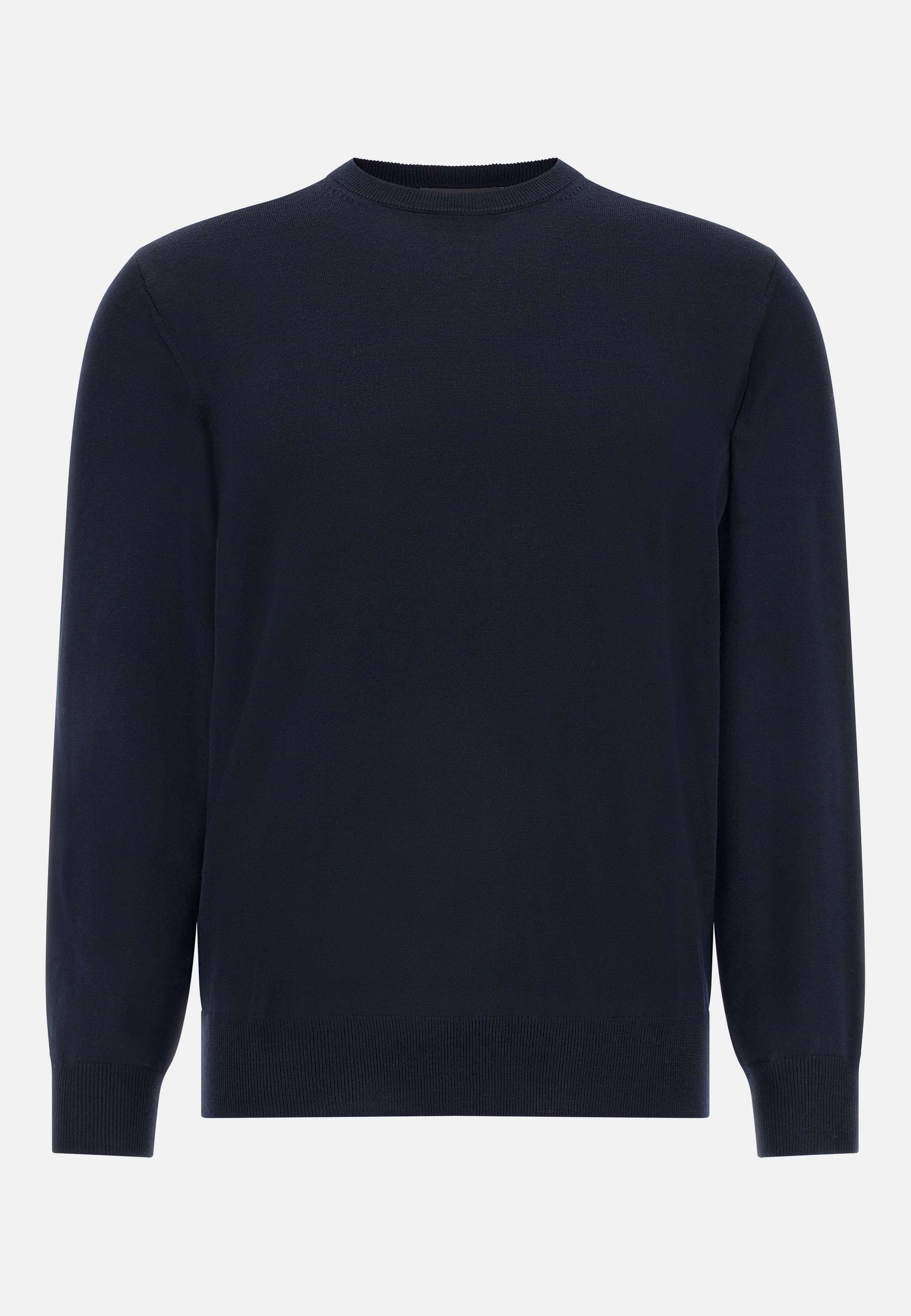 Merino Wool Crew Neck Jumper Blue, Navy blue, medium