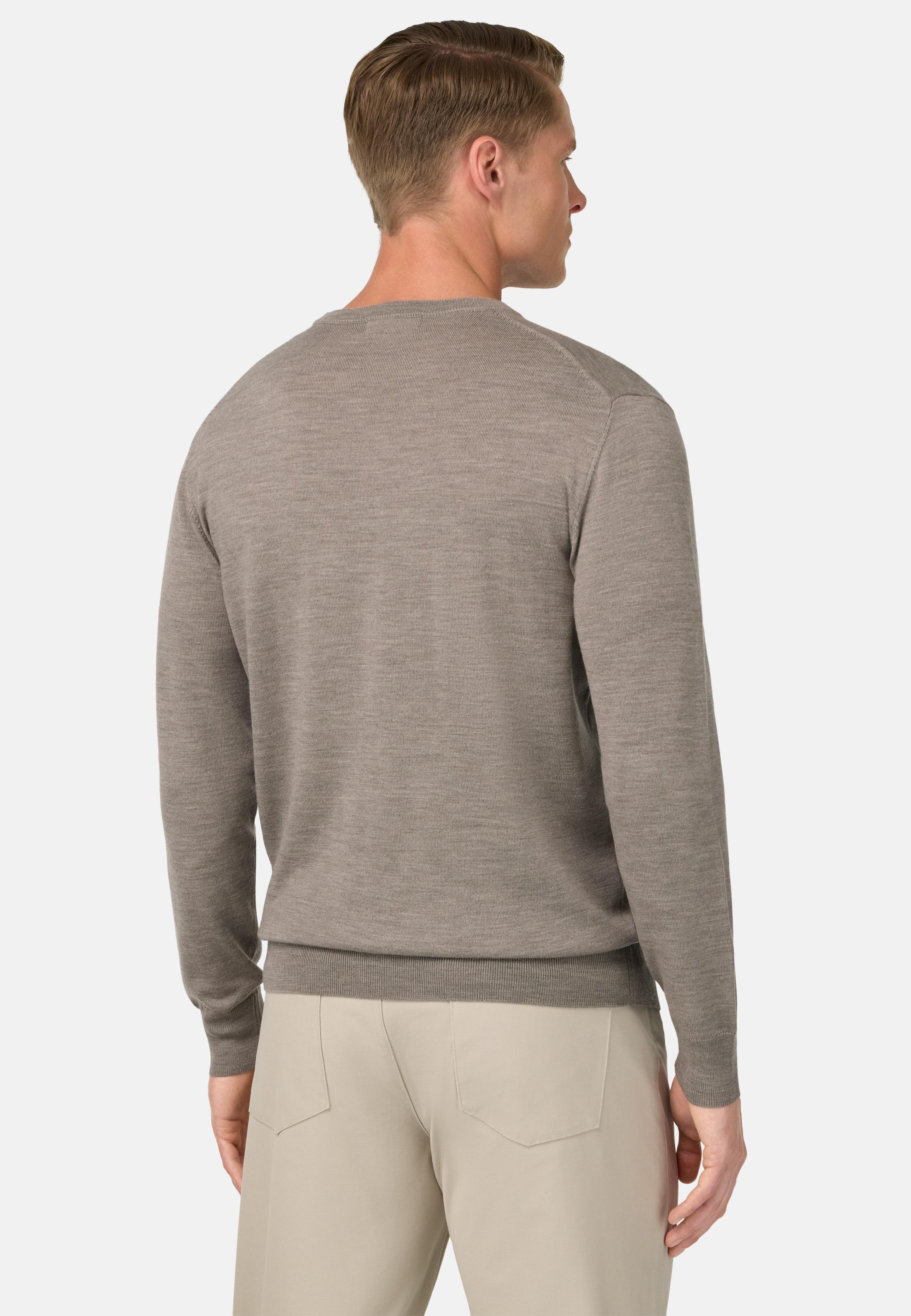 Merino Wool Crew Neck Jumper Brown, , large image number 1