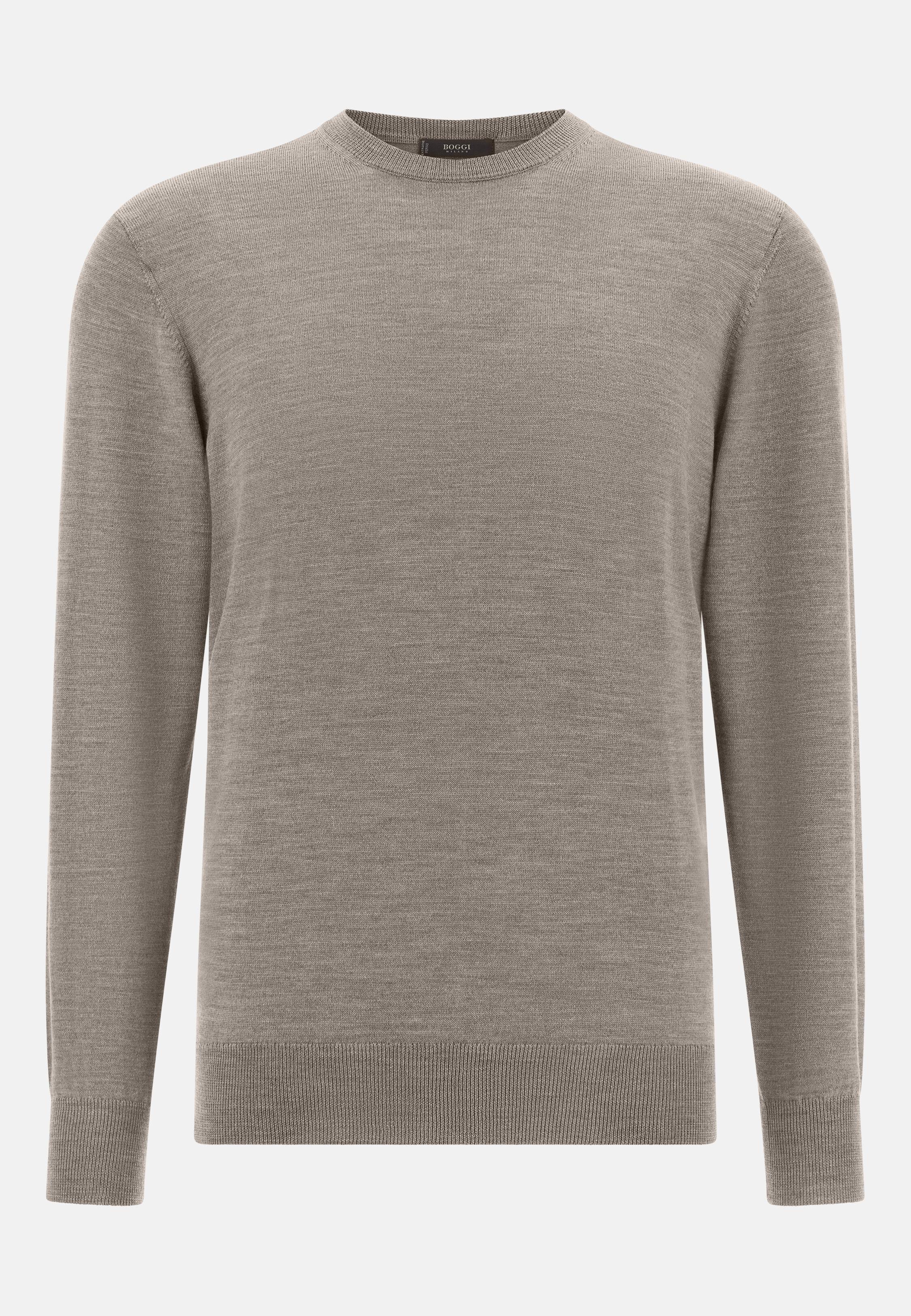Merino Wool Crew Neck Jumper Brown, 3901_TAUP, large image number 3