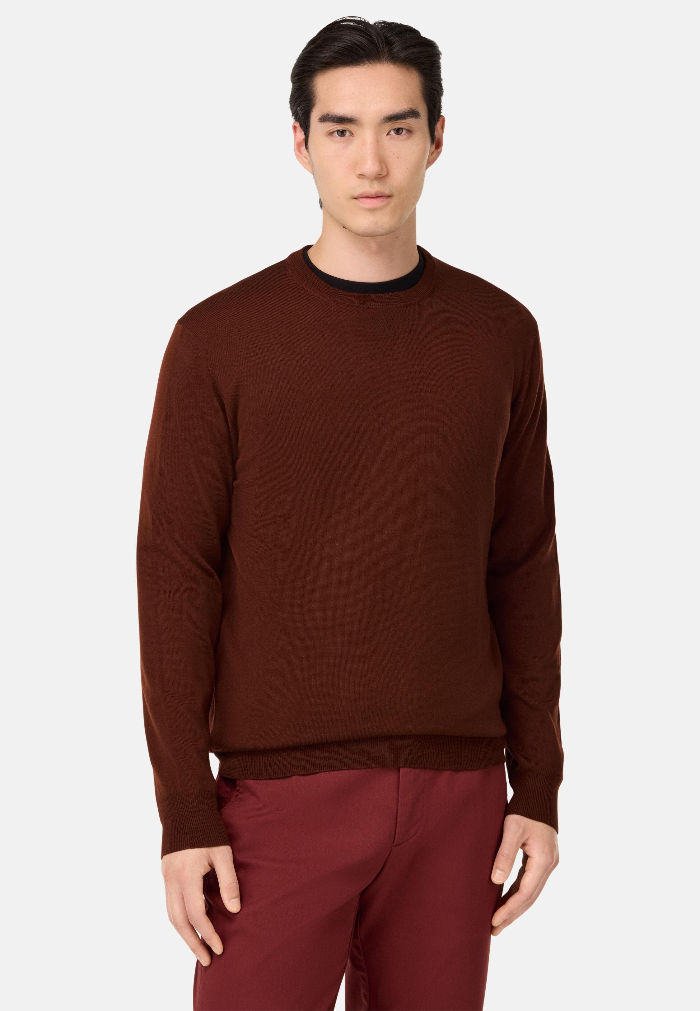 Merino Wool Crew Neck Jumper Red, 3901_DKOR, medium