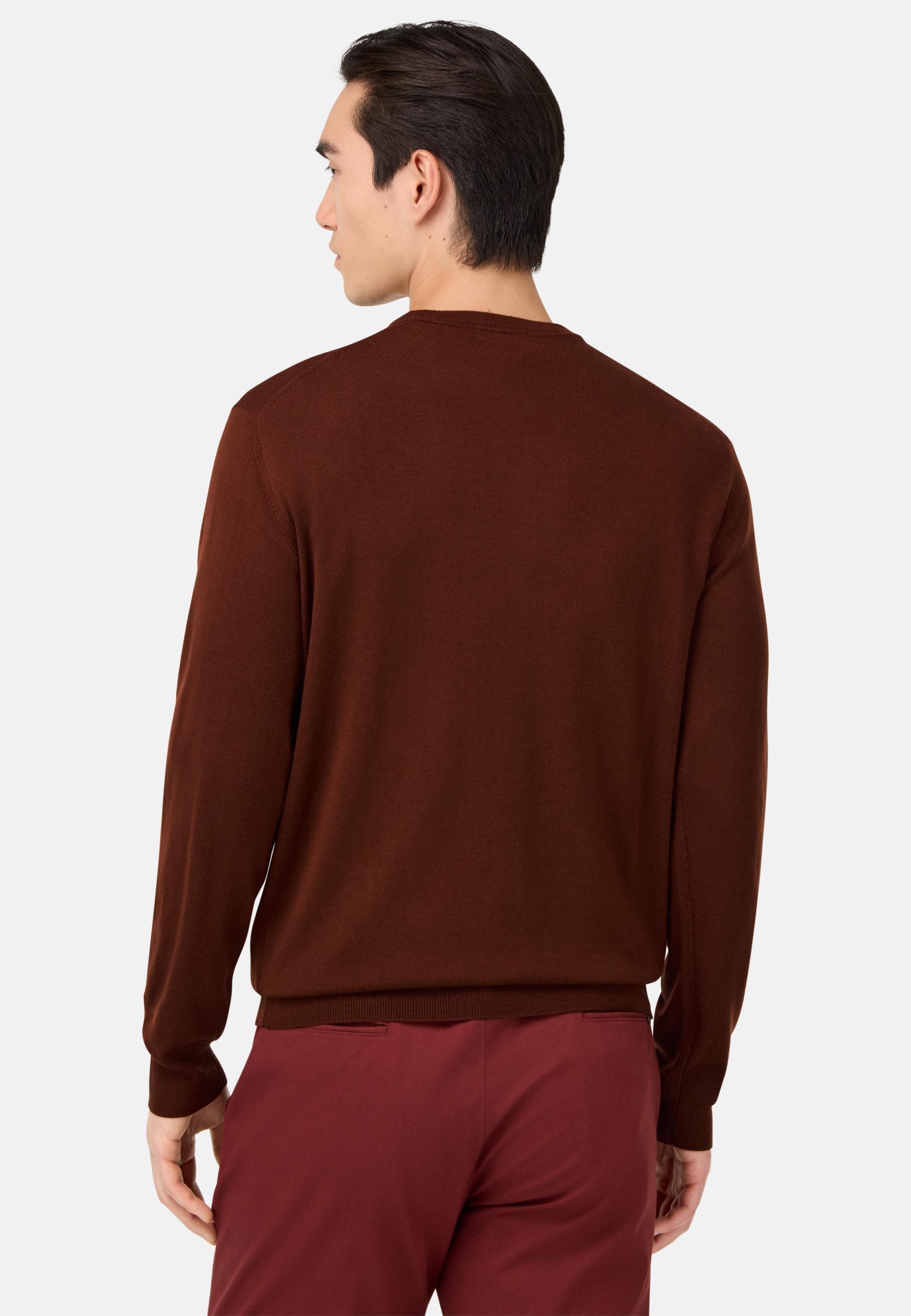 Merino Wool Crew Neck Jumper Red, Rot, medium