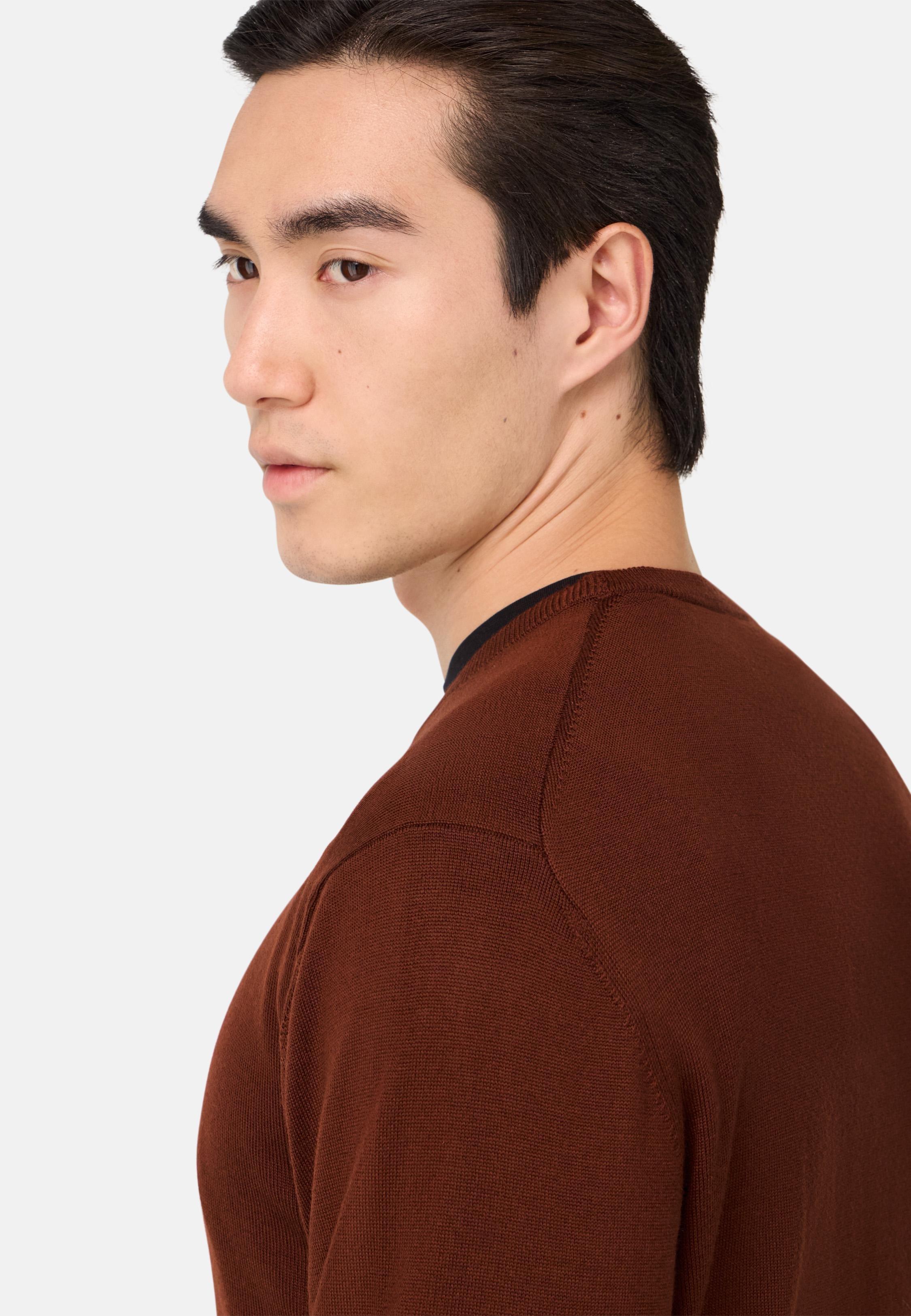 Merino Wool Crew Neck Jumper Red, Rot, medium