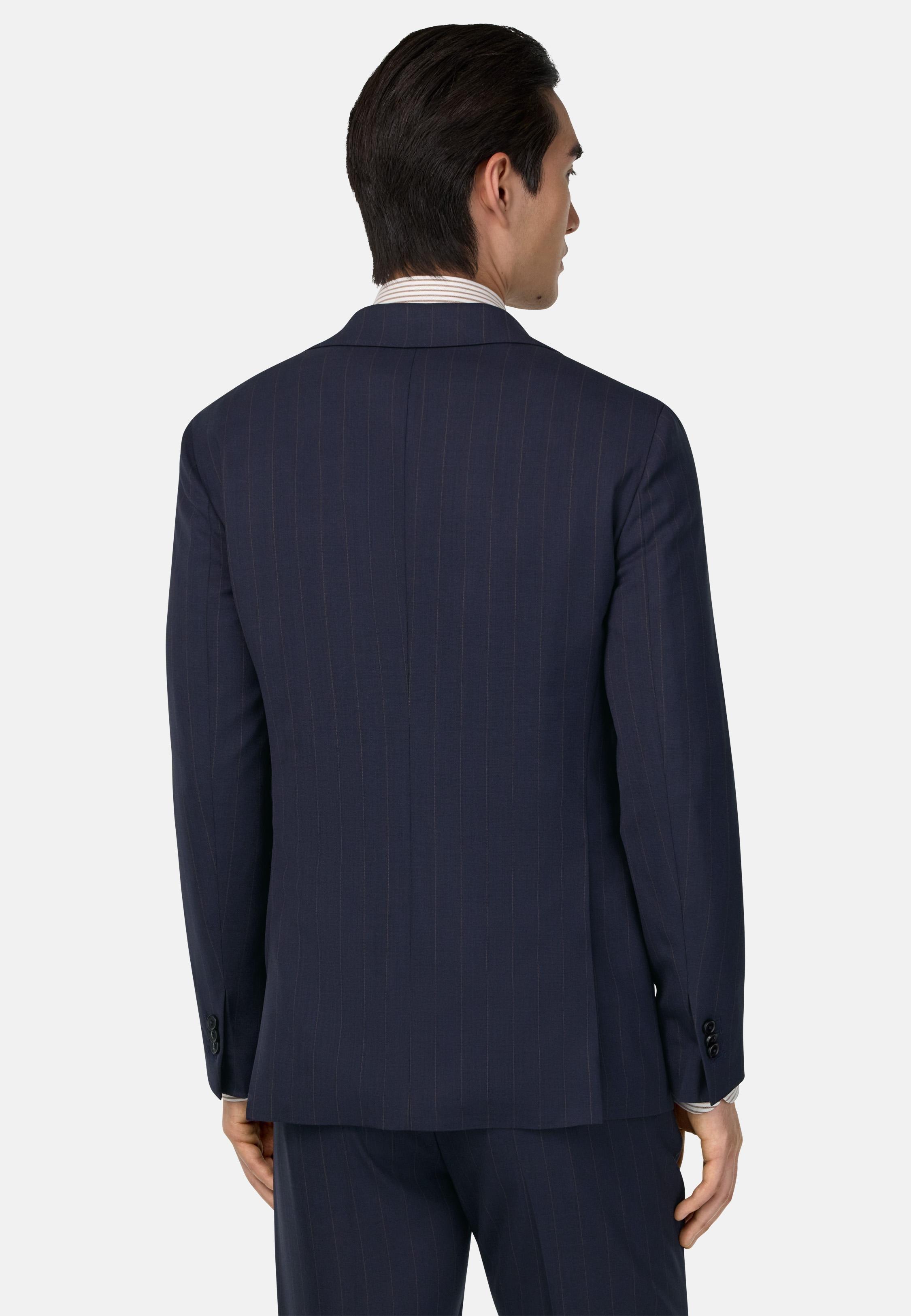 Pinstripe Suit in Pure Travel Wool Blue, , large image number 1