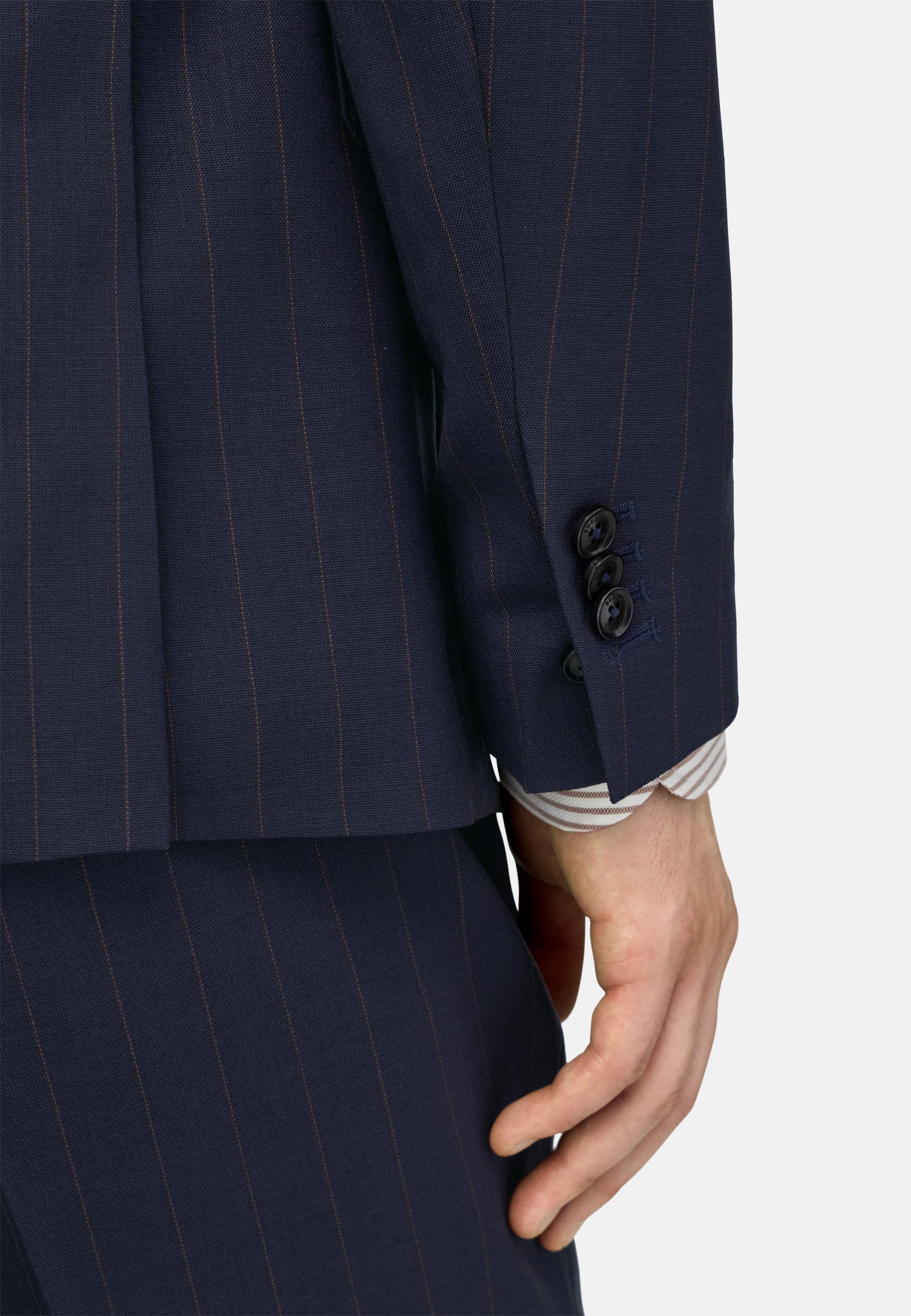 Pinstripe Suit in Pure Travel Wool Blue, Navy blue, large image number 2