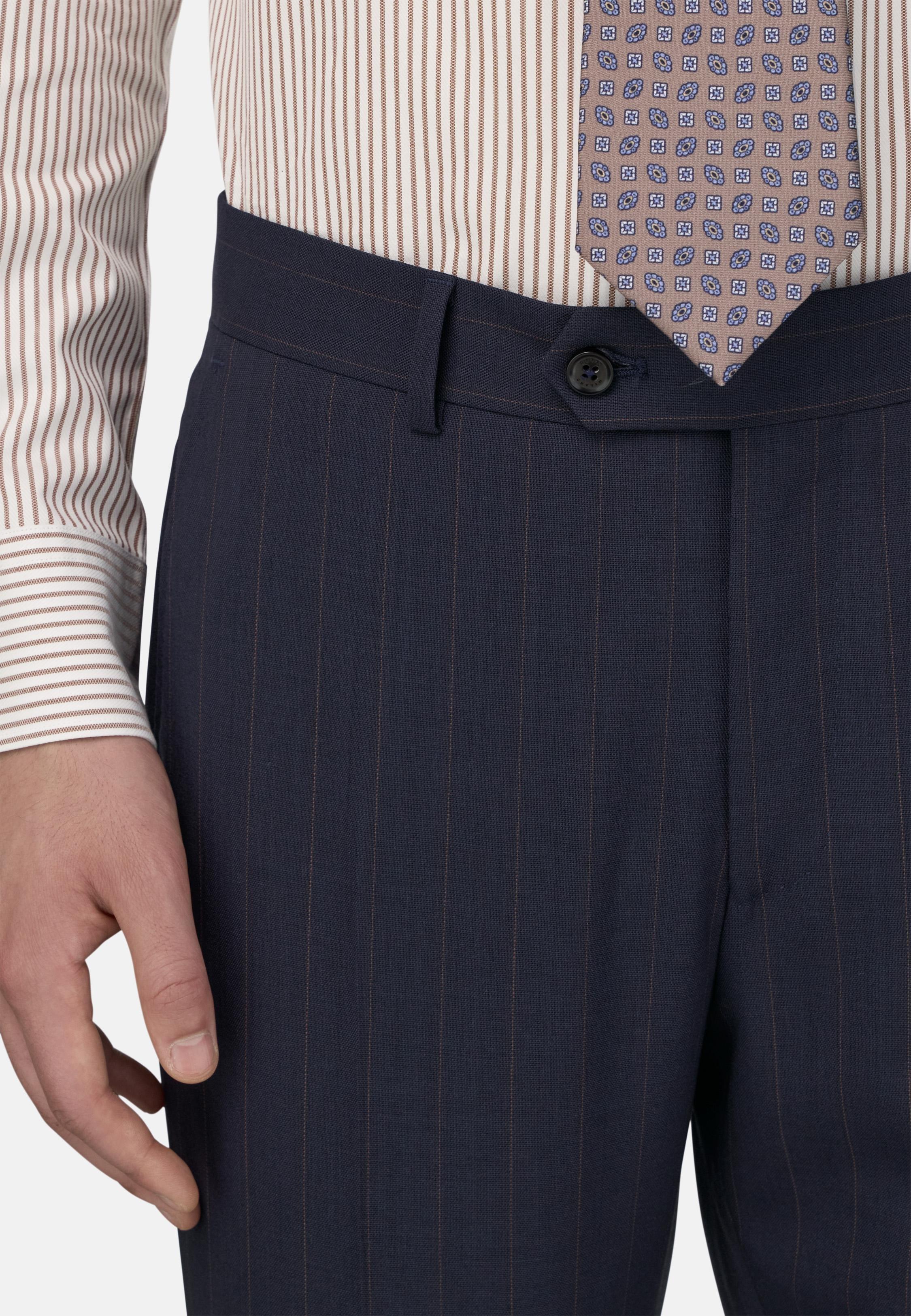 Pinstripe Suit in Pure Travel Wool Blue, Navy blue, large image number 3