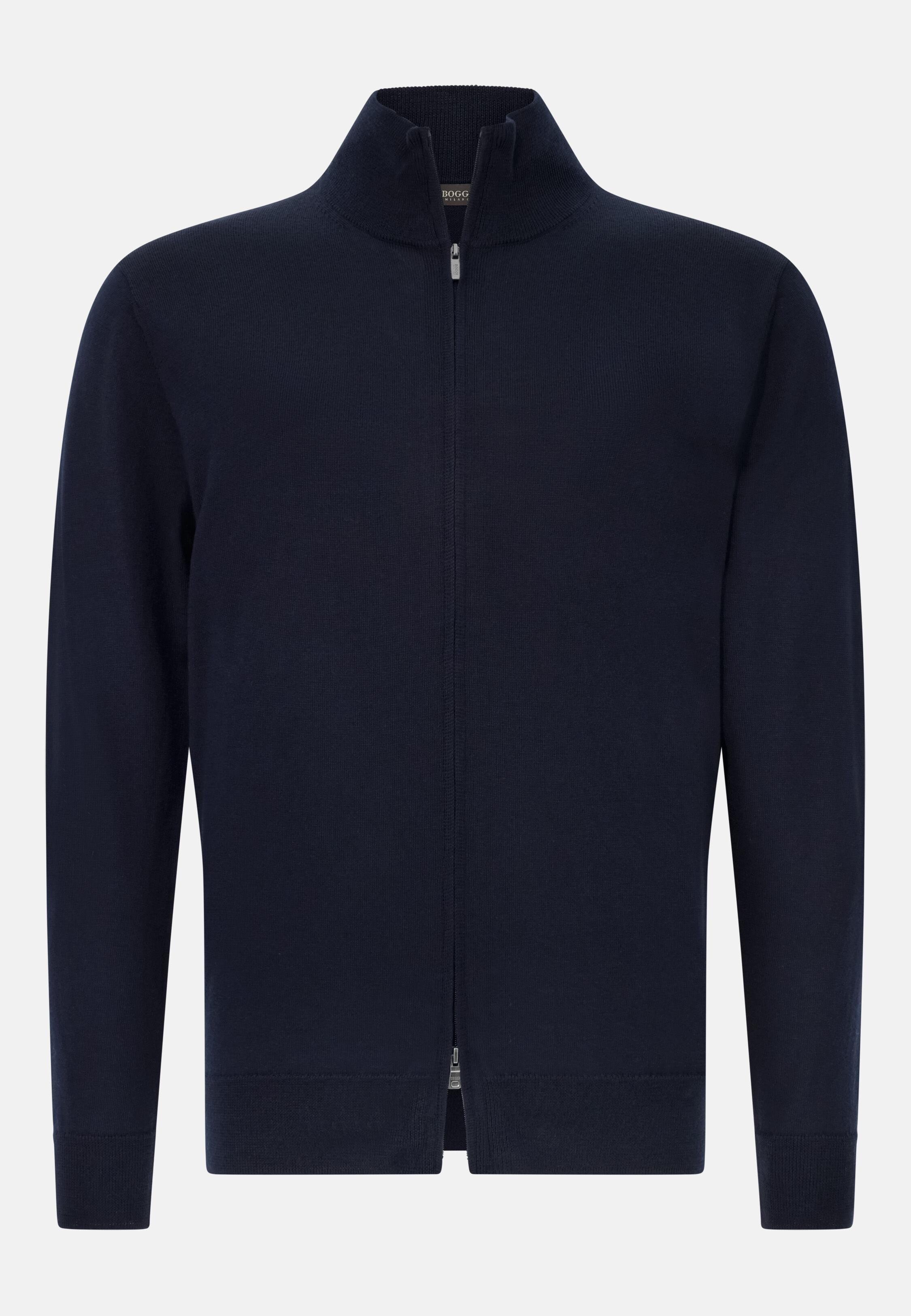 Merino Wool Full Zip Jumper Blue, Navy blue, large image number 4