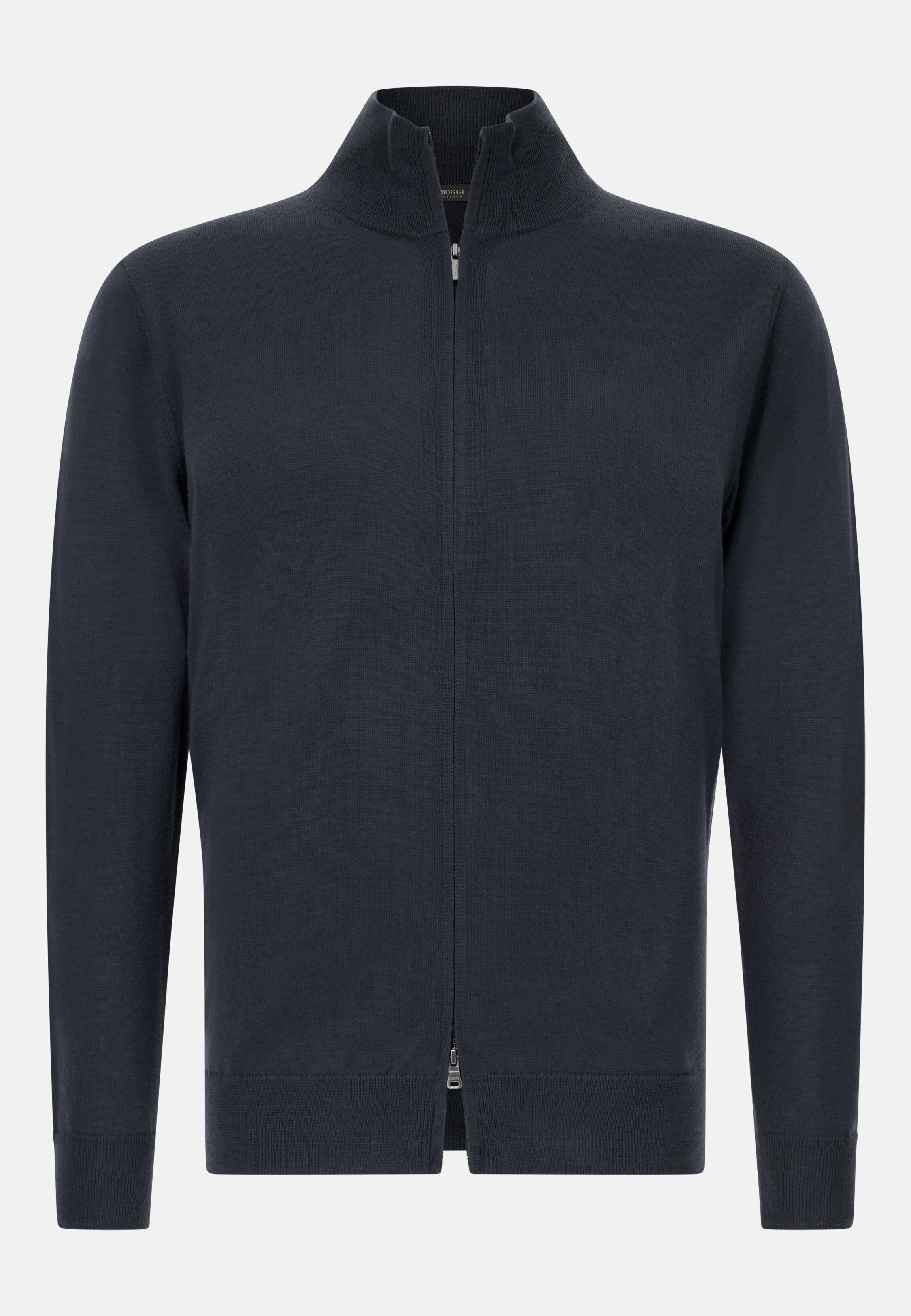 Merino Wool Full Zip Jumper Black, Charcoal, large image number 4
