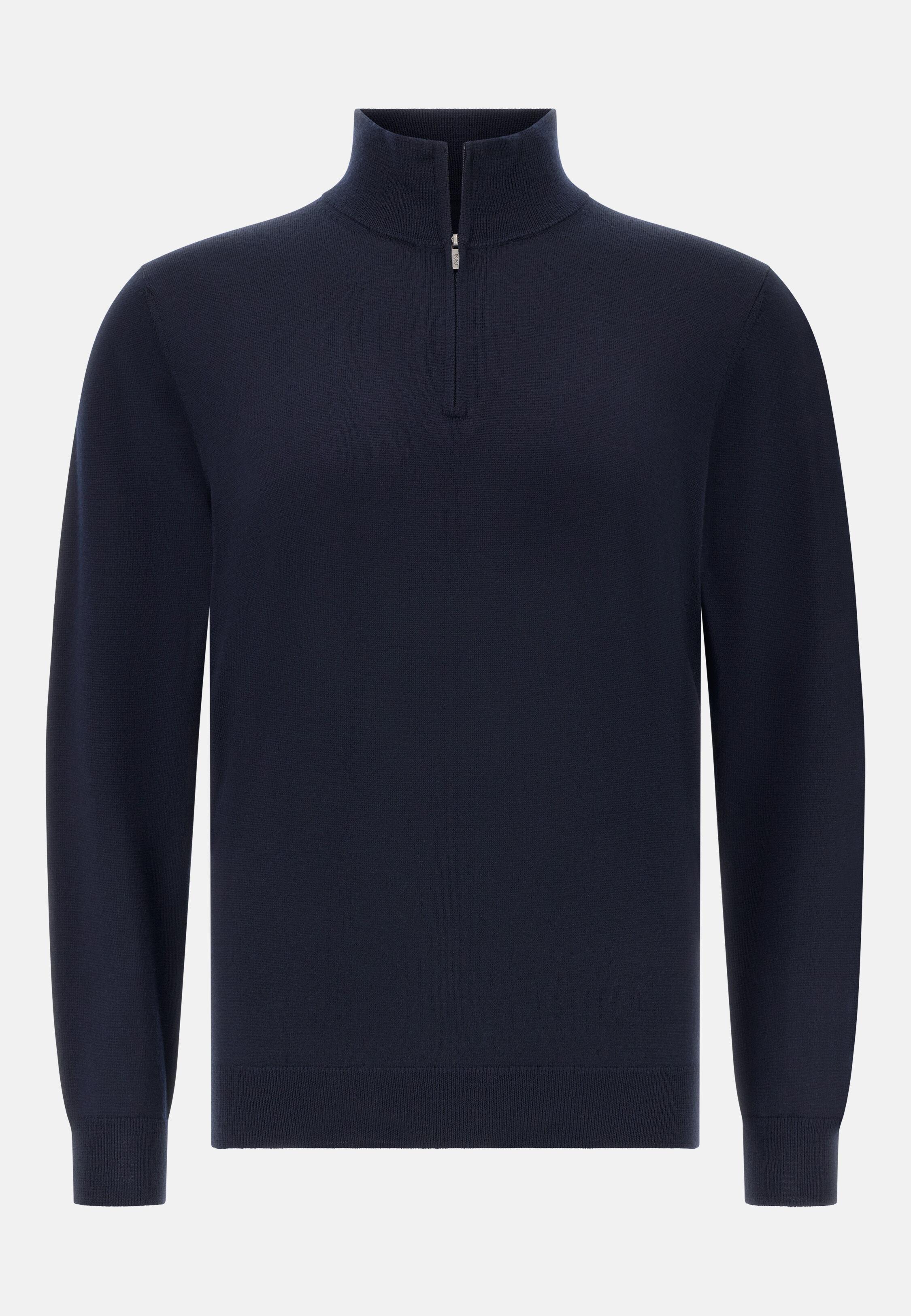 سترة بسحاب قصير من صوف ميرينو، أزرق, 3901_NAVY, large image number 3