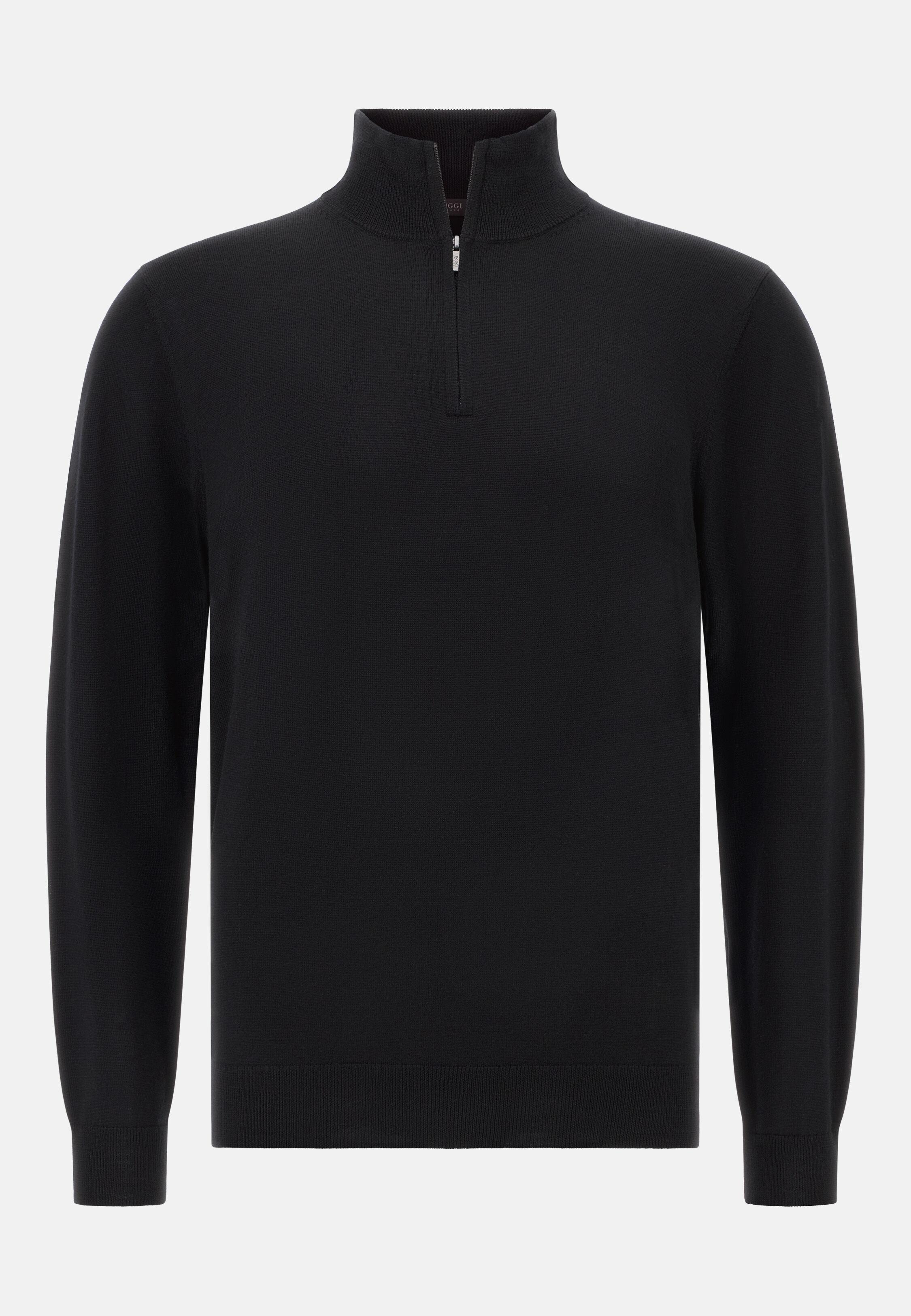 Merino Wool Half Zip Jumper Black, Black, large image number 4