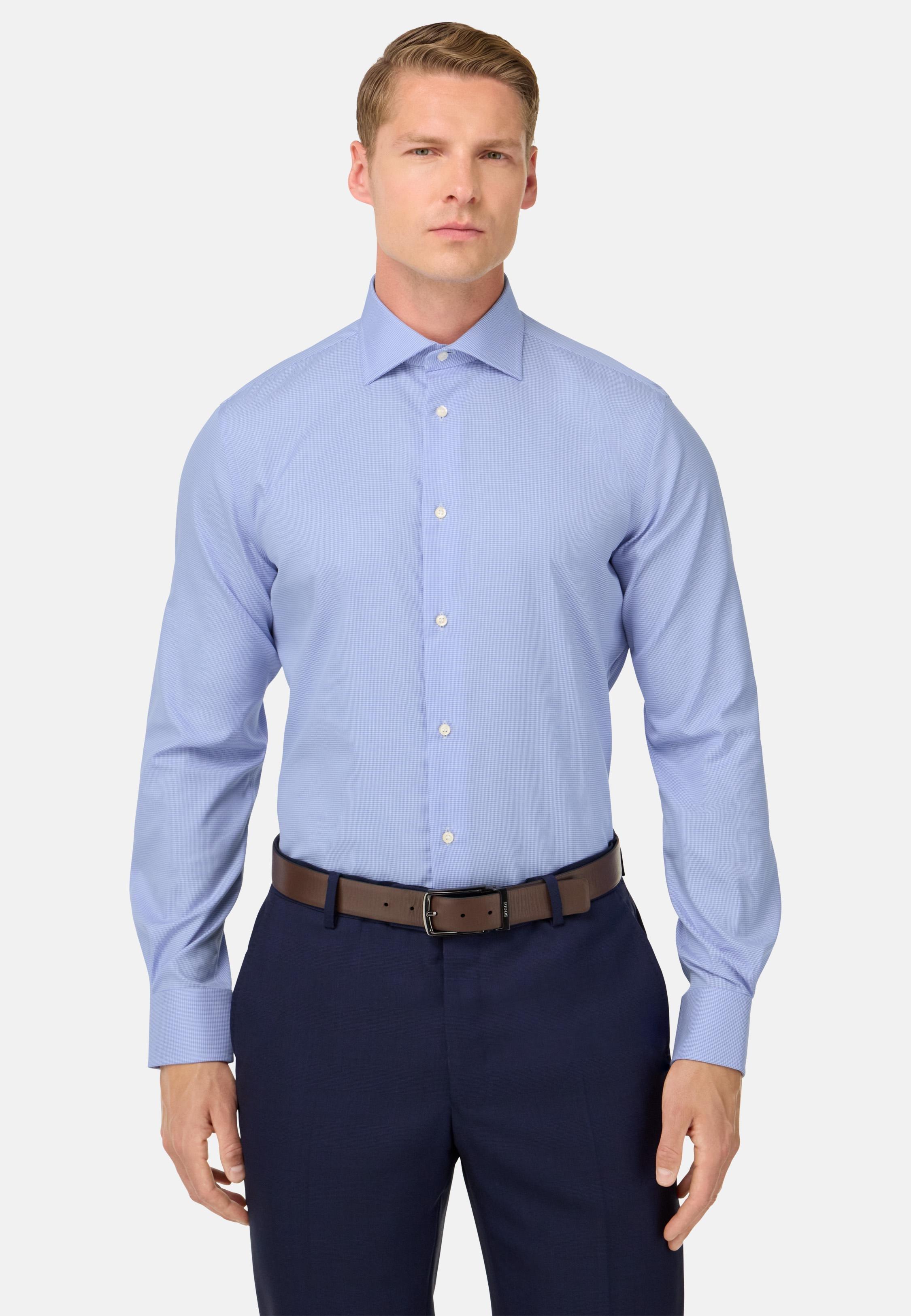 Regular Fit Cotton Dobby Shirt Blue, Light Blue, large image number 0