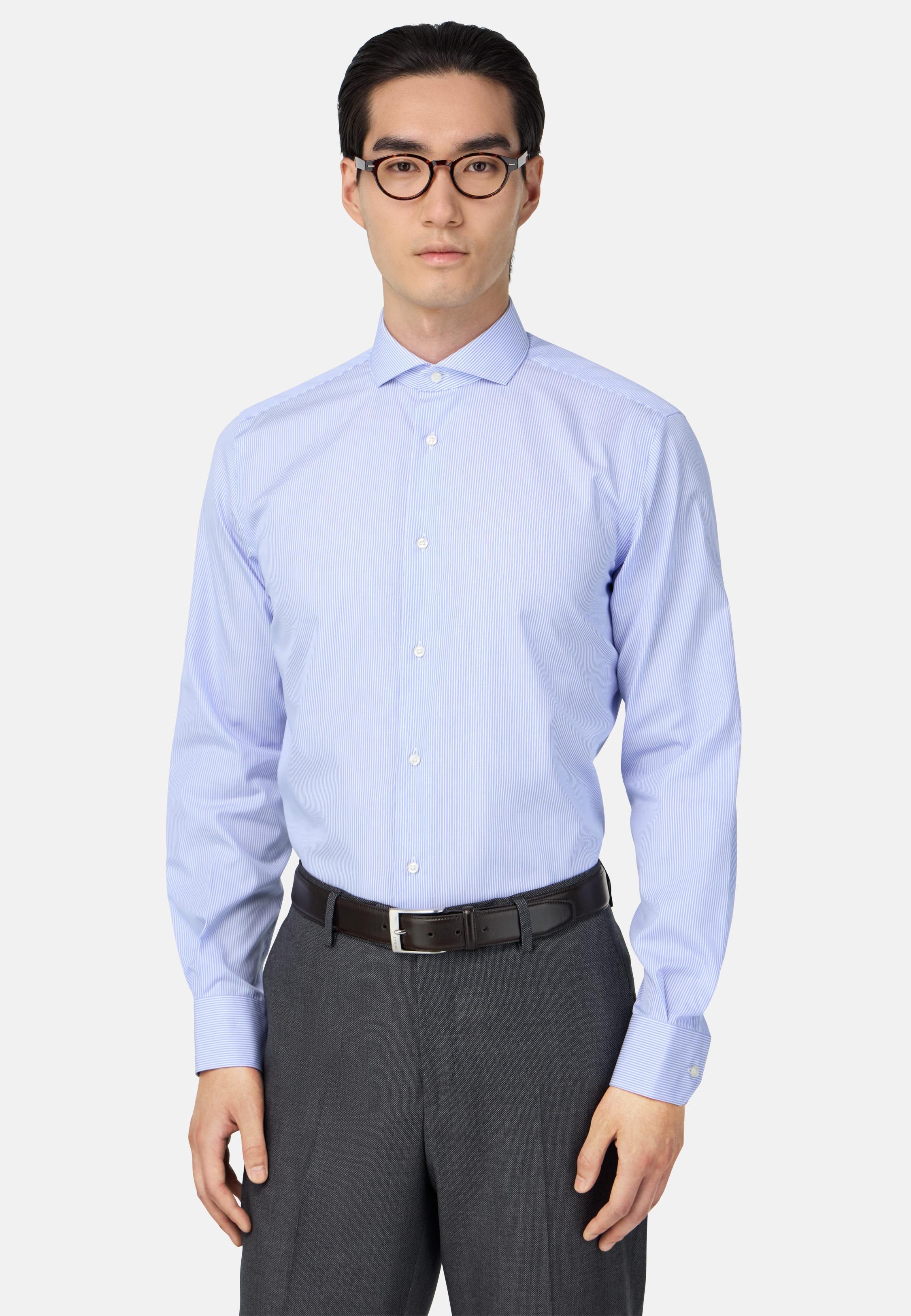 Regular Fit Striped Cotton Shirt Blue, Light Blue, large image number 0