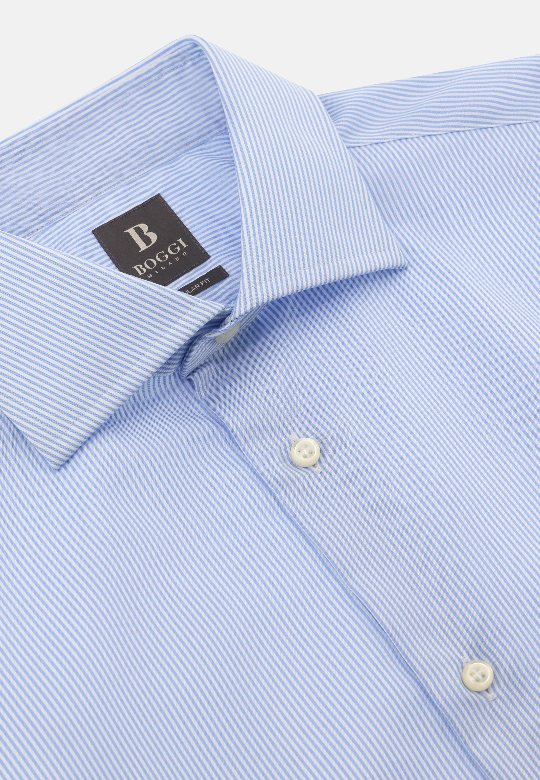 BLUE Regular Fit Striped Cotton Shirt, Light Blue, medium