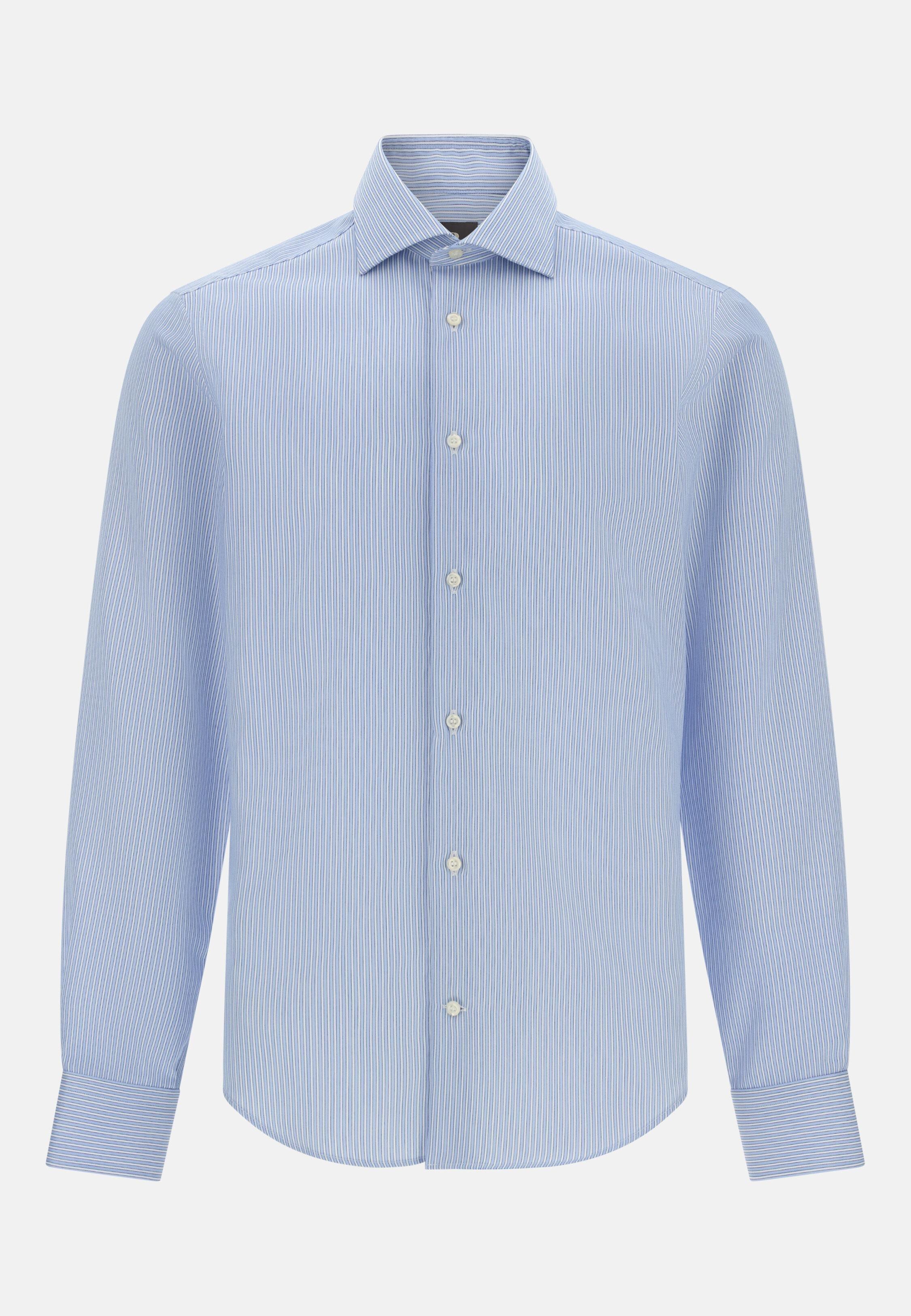 Slim Fit Striped Cotton Shirt Blue, Light Blue, large image number 4