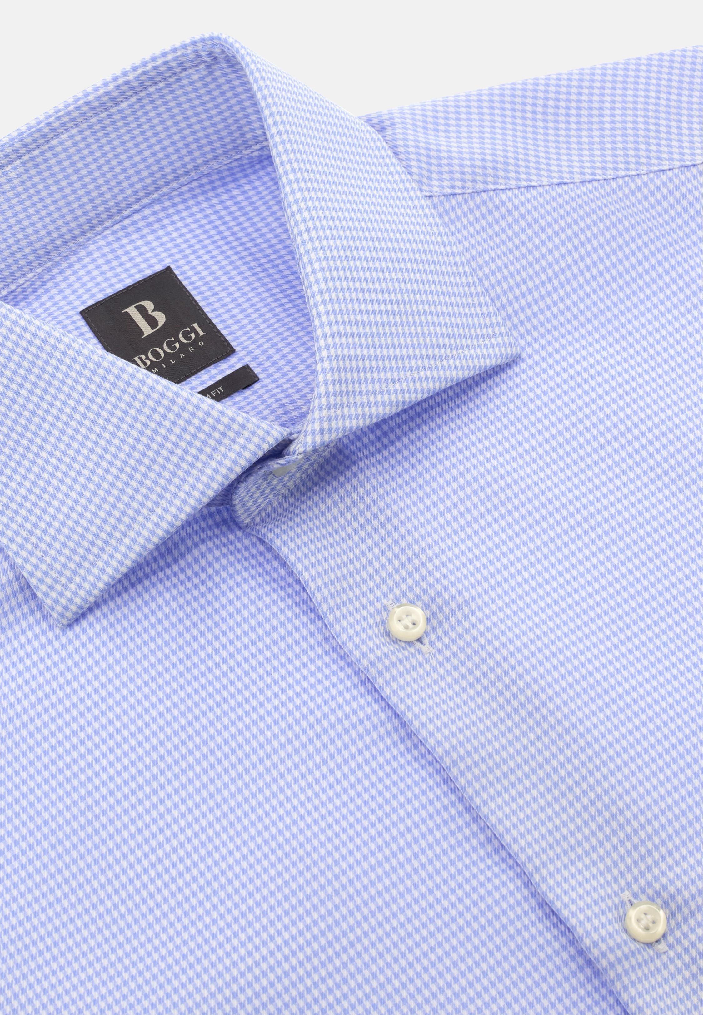 Slim Fit Houndstooth Cotton Shirt Blue, Light Blue, large image number 3