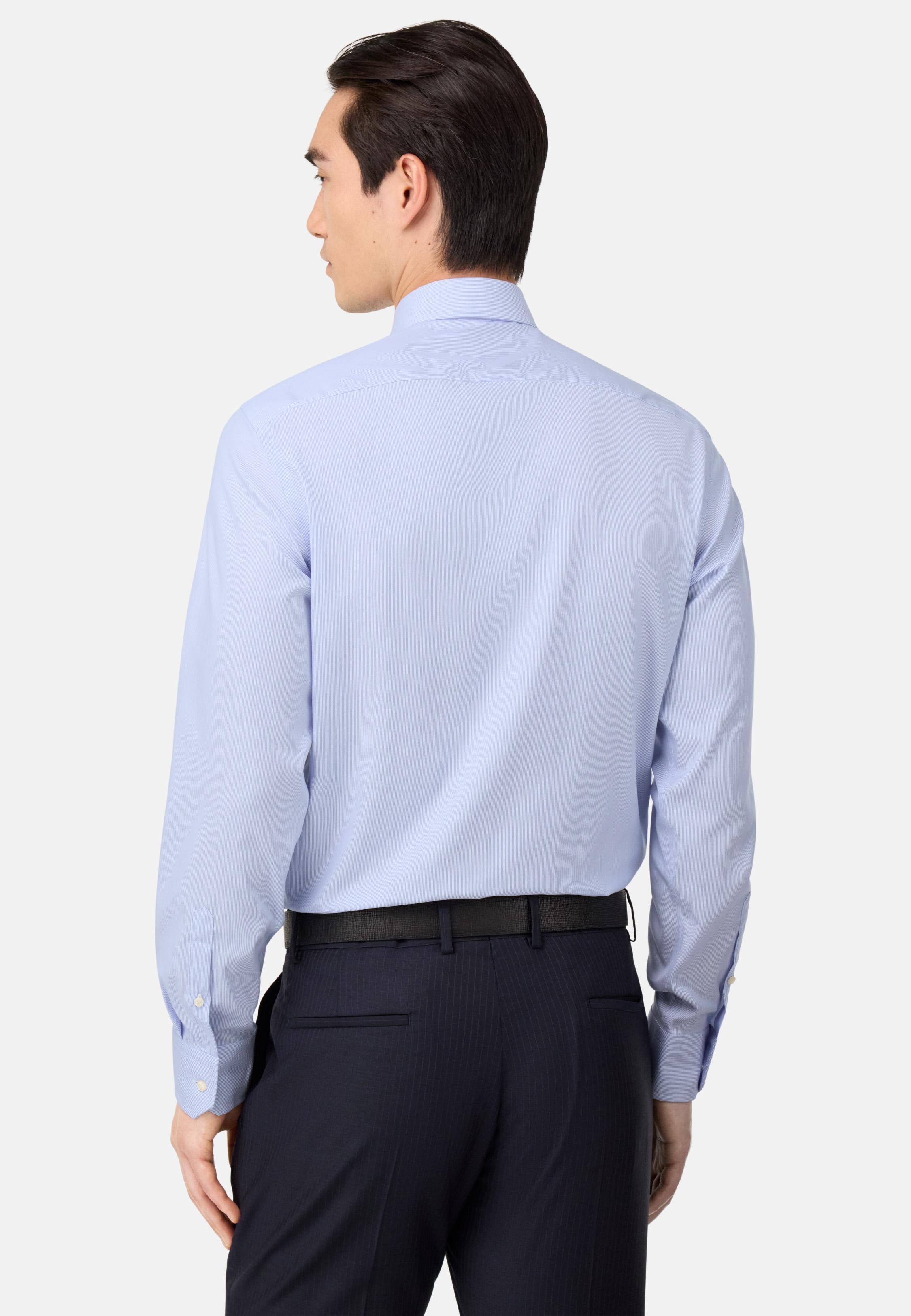 Slim Fit Striped Cotton Shirt Blue, , large image number 1