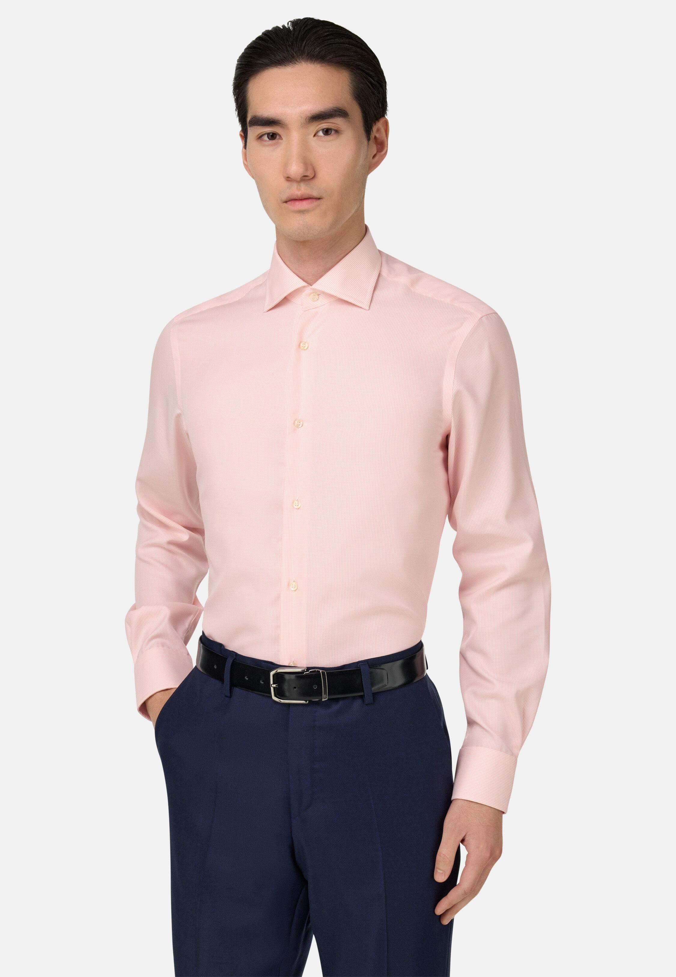 PINK Slim Fit Cotton Dobby Shirt, Pink, medium