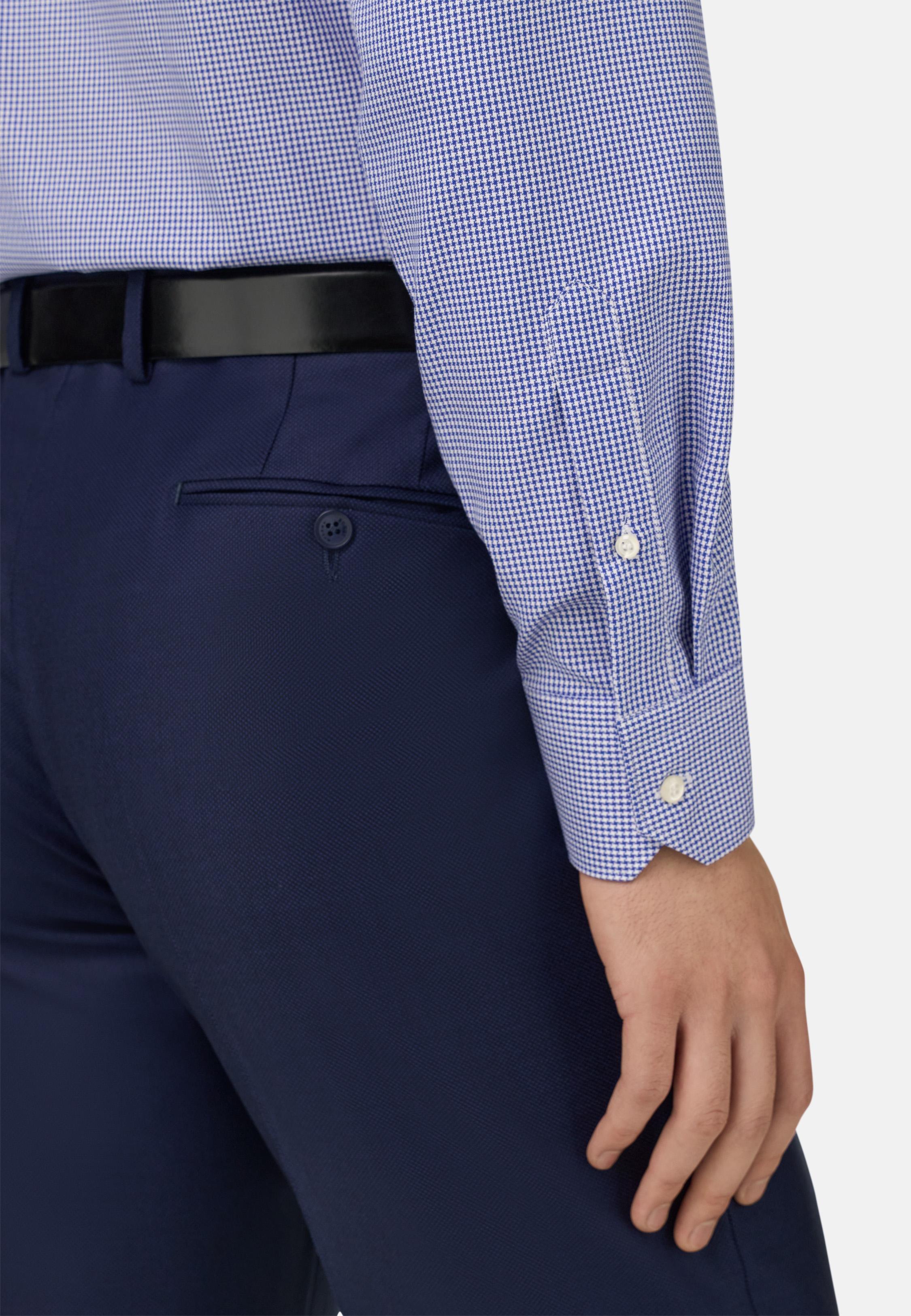 BLUE Regular Fit Houndstooth Cotton Shirt, Navy blue, large image number 2