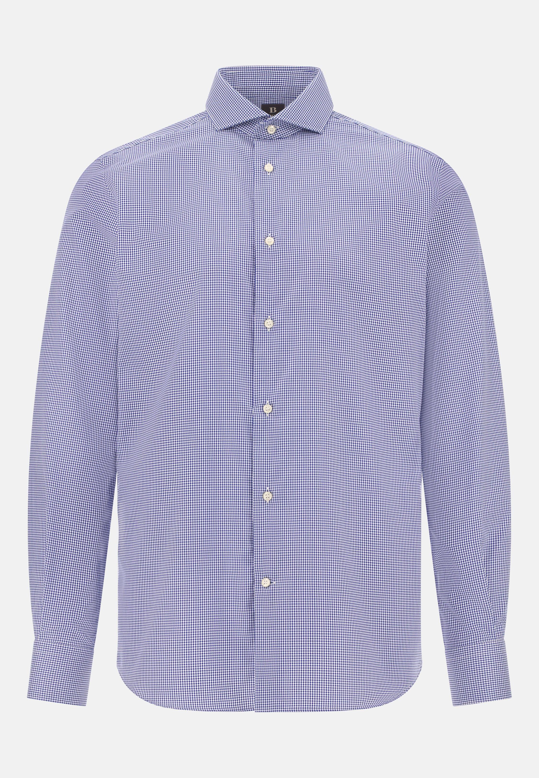 BLUE Regular Fit Houndstooth Cotton Shirt, Navy blue, large image number 4