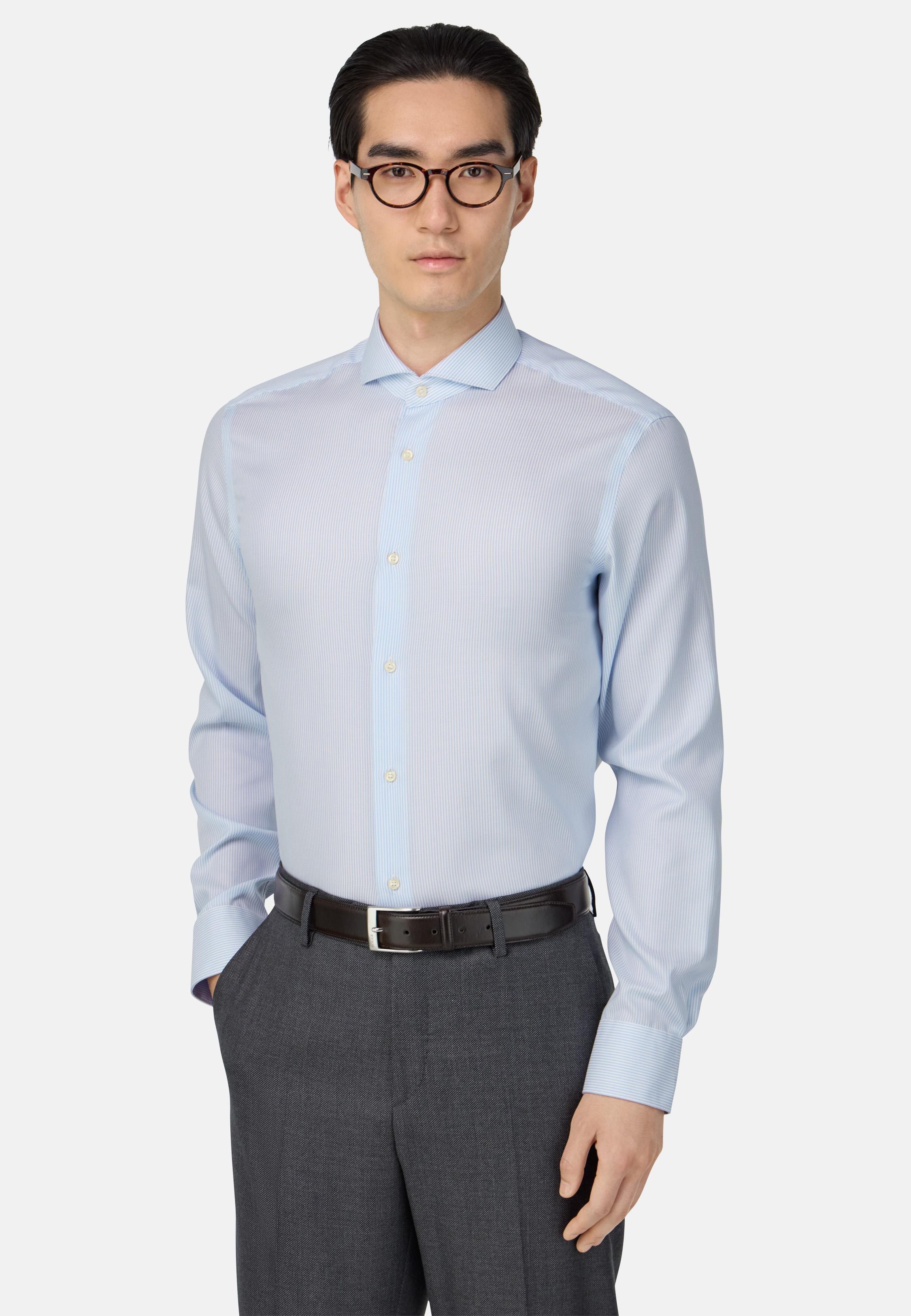 Slim Fit Cotton Dobby Shirt Blue, , large image number 0