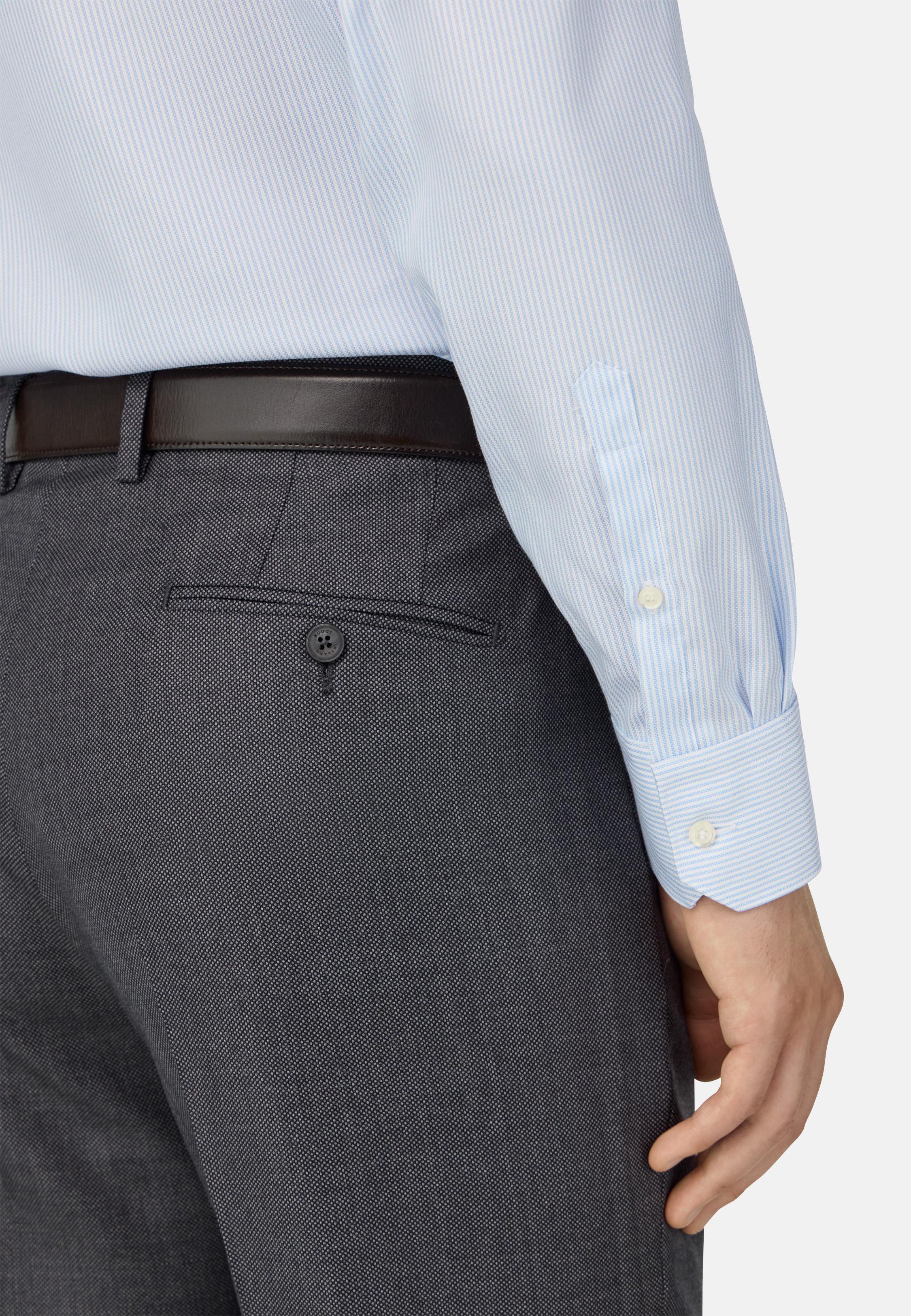 Slim Fit Striped Cotton Shirt Blue, Light Blue, medium