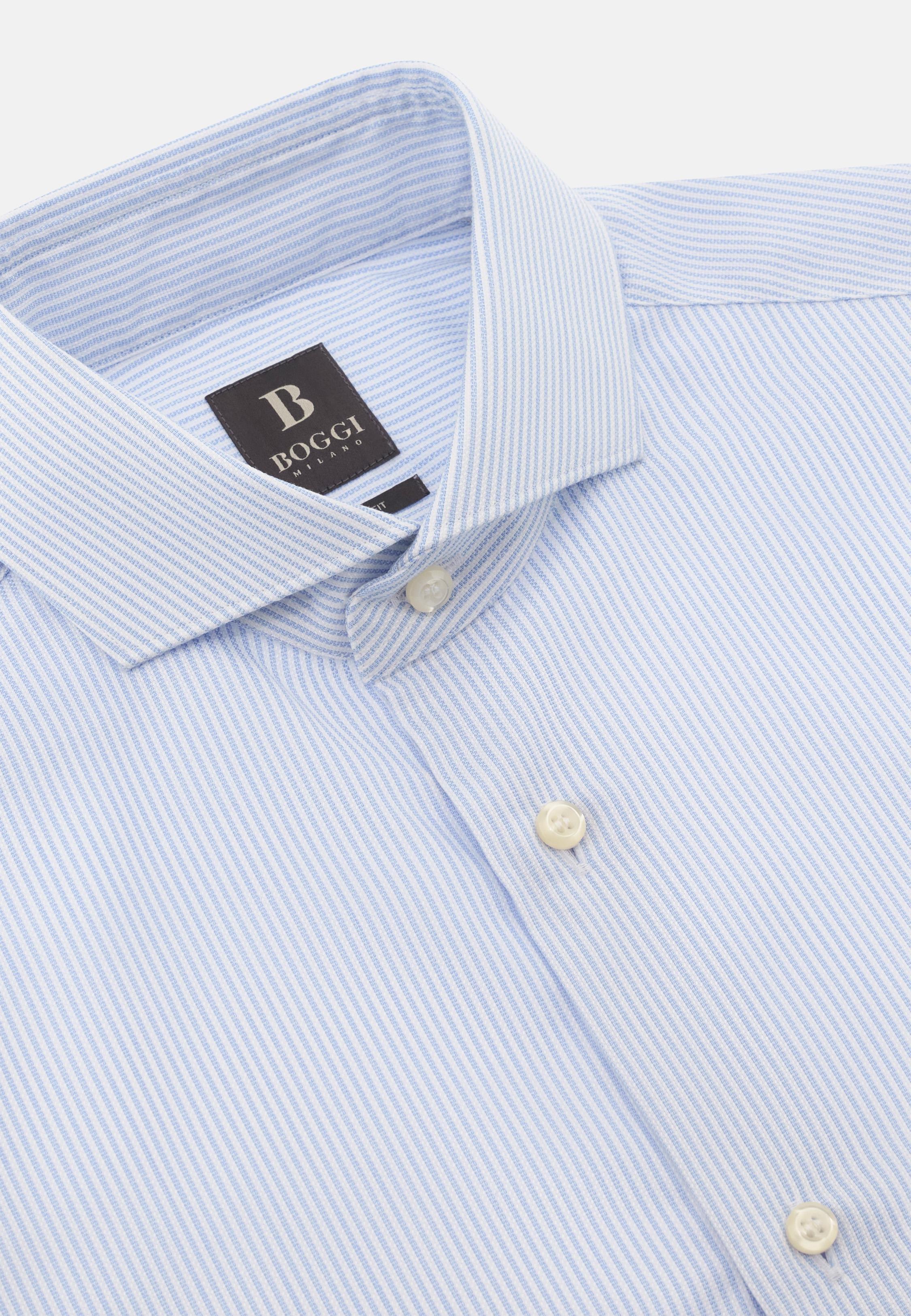 Slim Fit Cotton Dobby Shirt Blue, , large image number 3