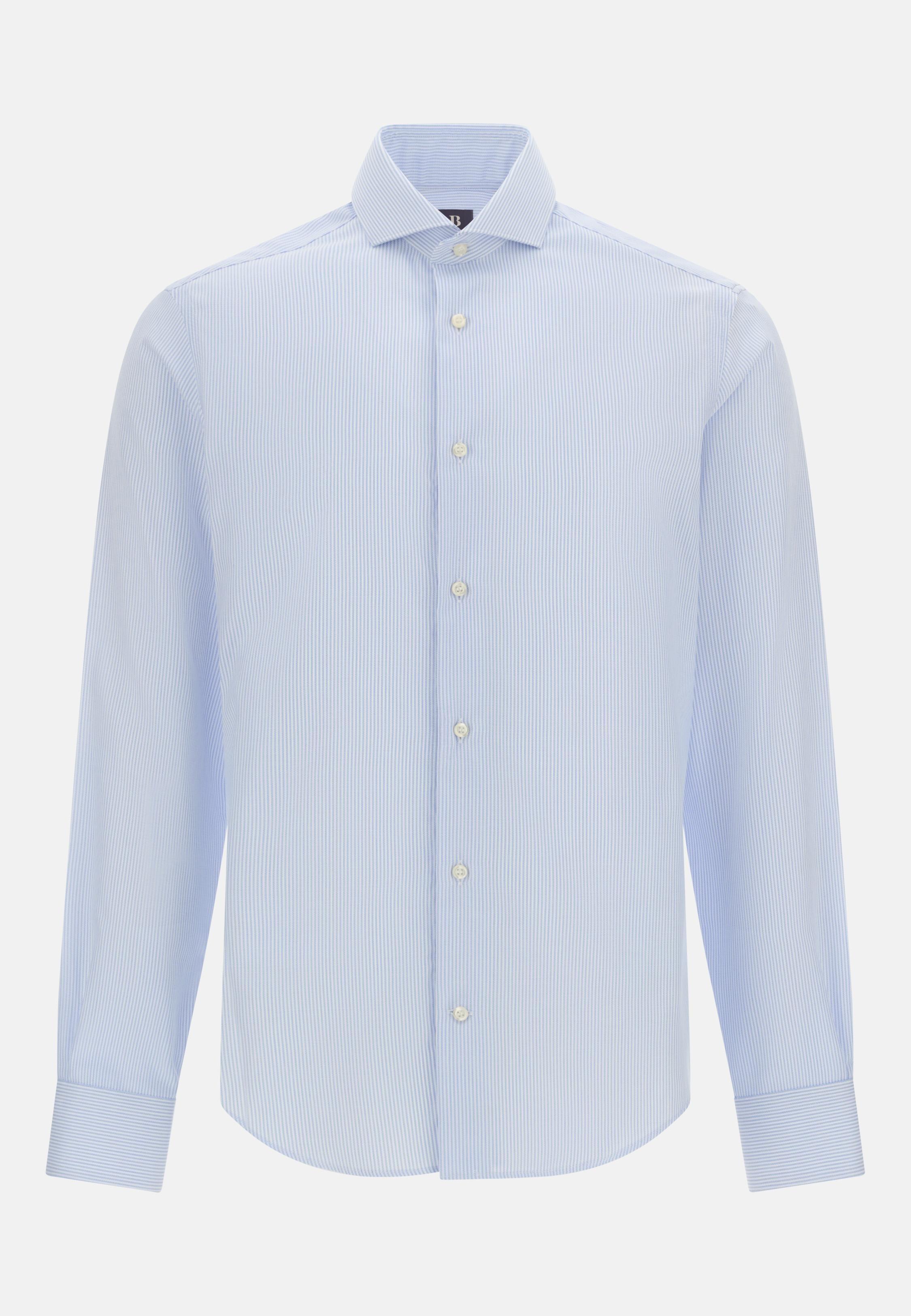 Slim Fit Striped Cotton Shirt Blue, Light Blue, medium