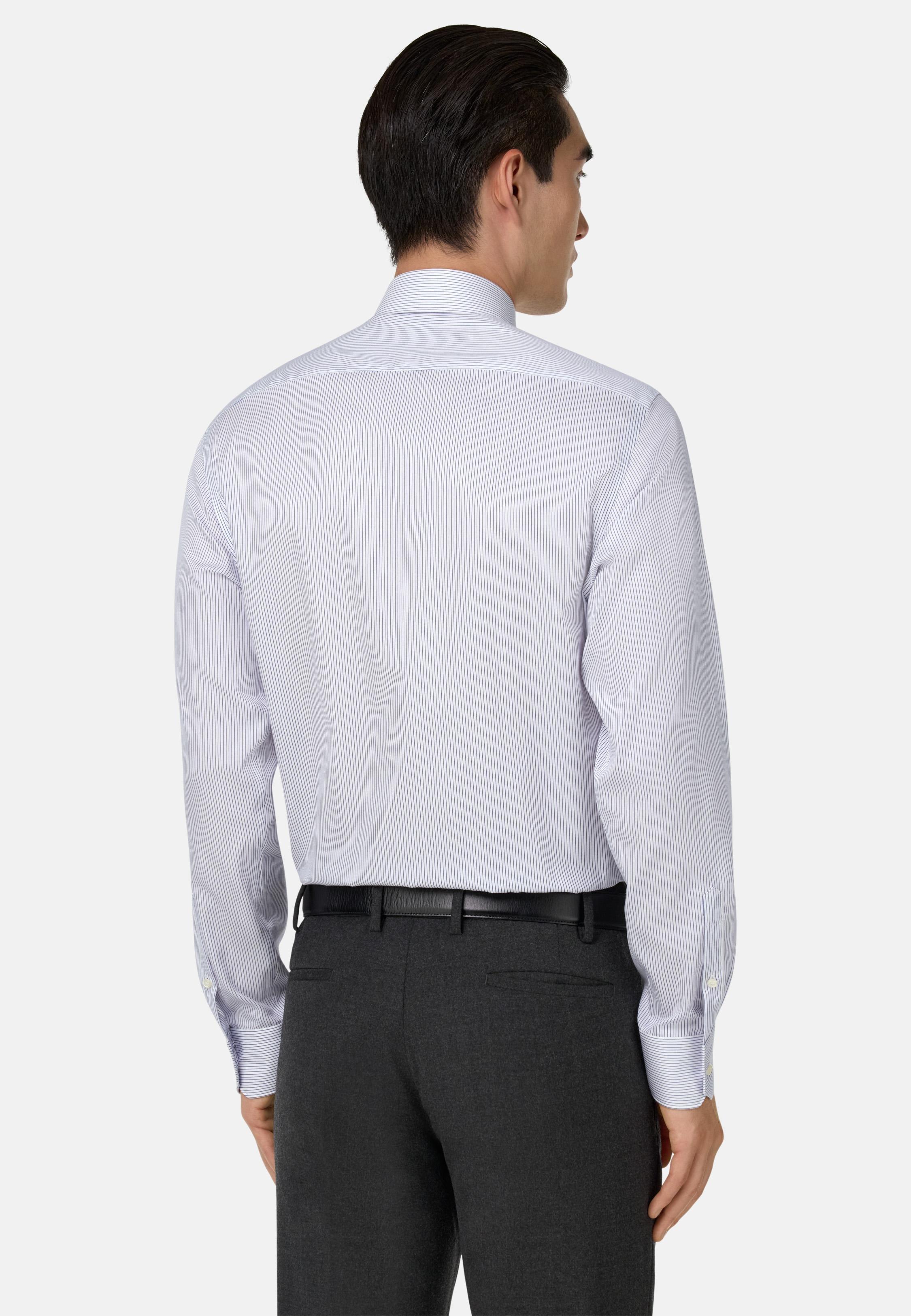 BLUE Slim Fit Striped Cotton Shirt, Navy blue, medium