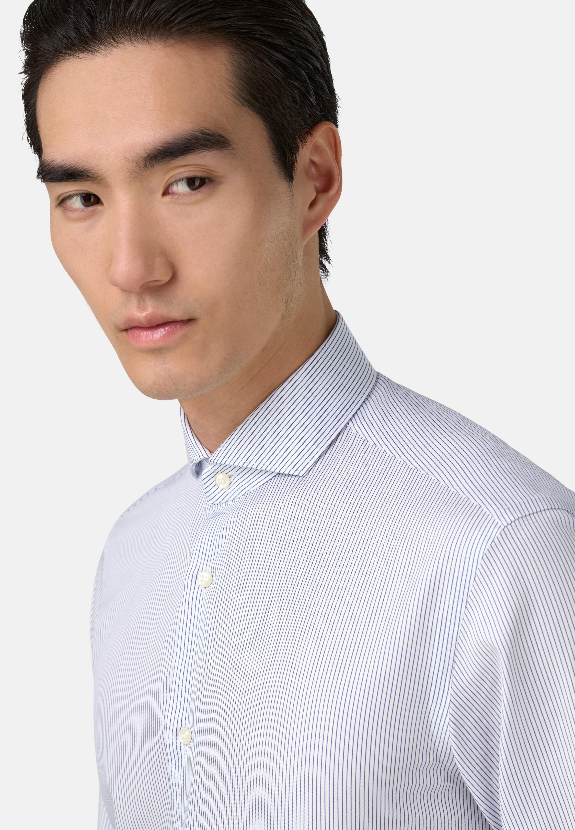 BLUE Slim Fit Striped Cotton Shirt, Navy blue, large image number 2
